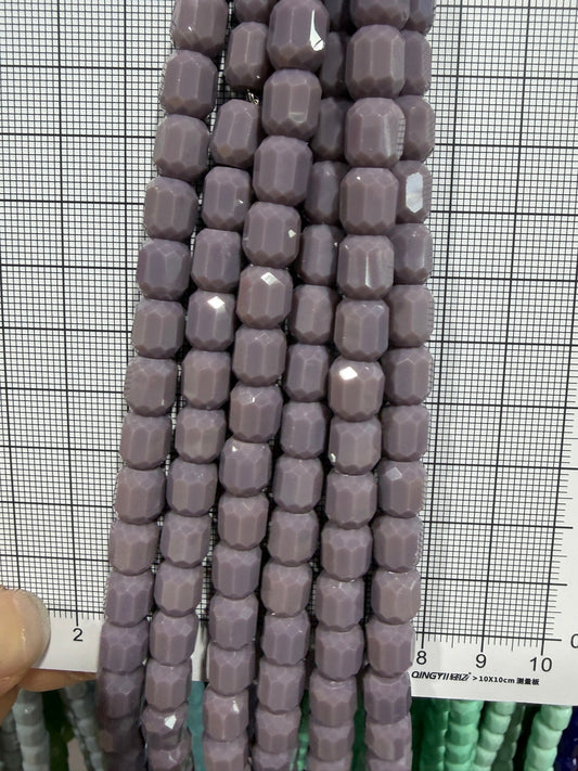 8mm High Quality Faceted Barrel Glass Beads Strand - Approx. 80 pcs - Lavender Grey Style A