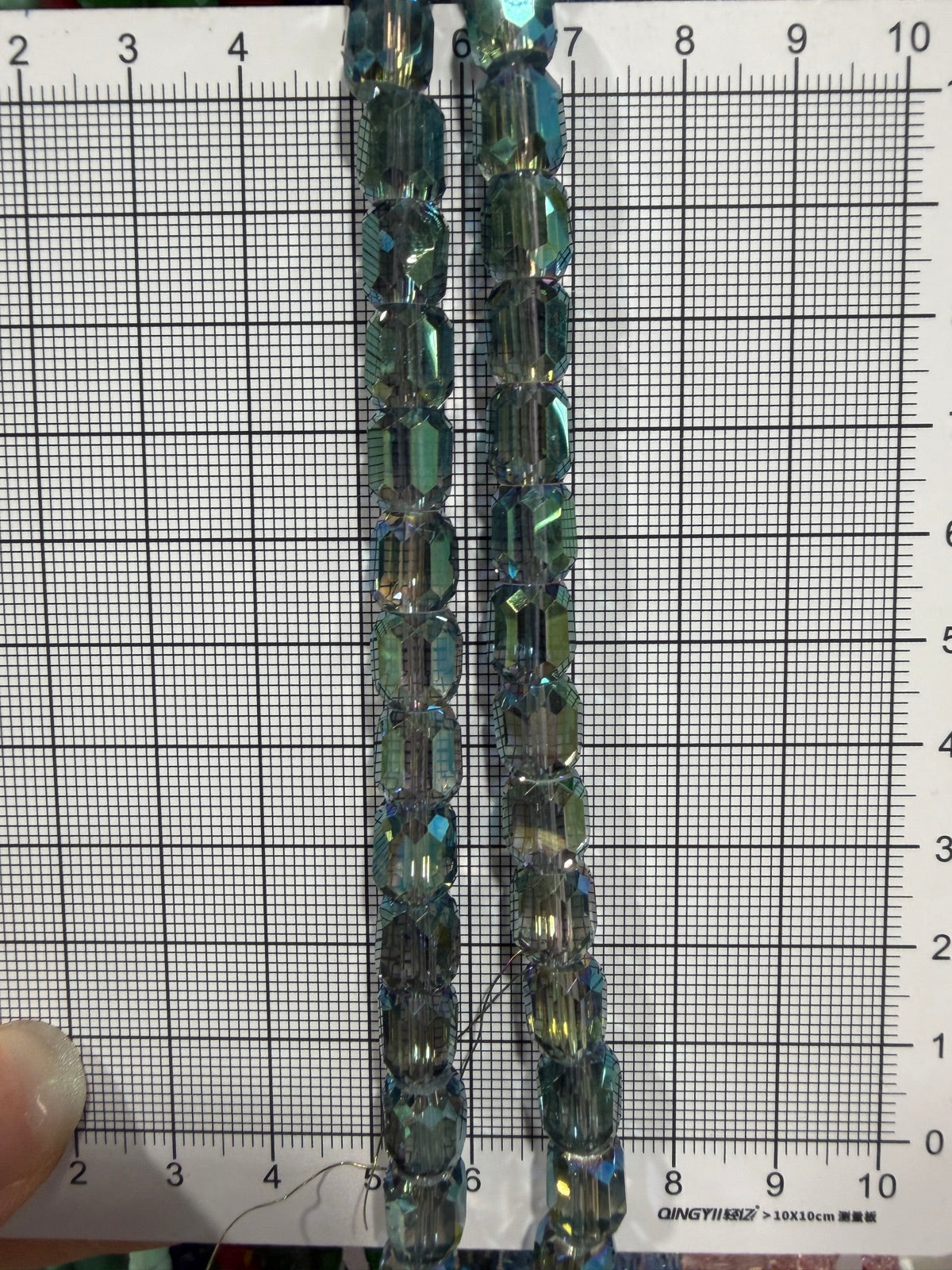 8mm High Quality Faceted Barrel Glass Beads Strand - Approx. 80 pcs - Teal Green AB