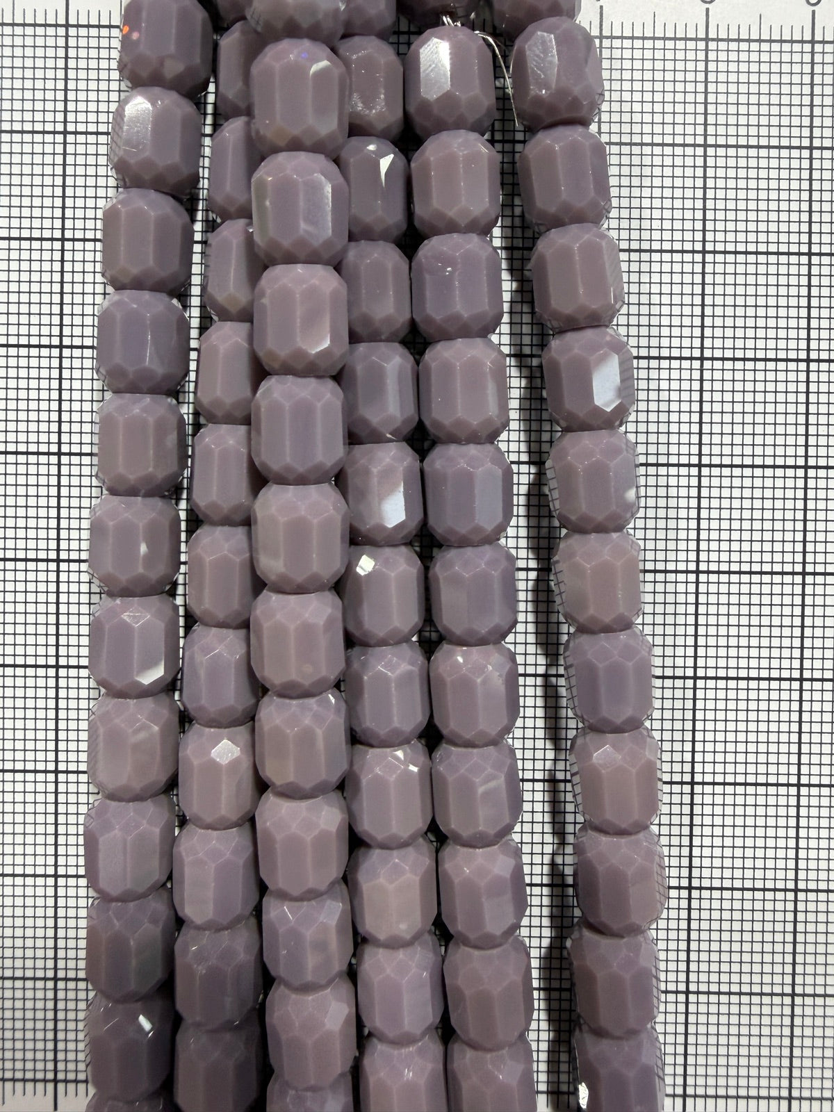 8mm High Quality Faceted Barrel Glass Beads Strand - Approx. 80 pcs - Lavender Grey Style B