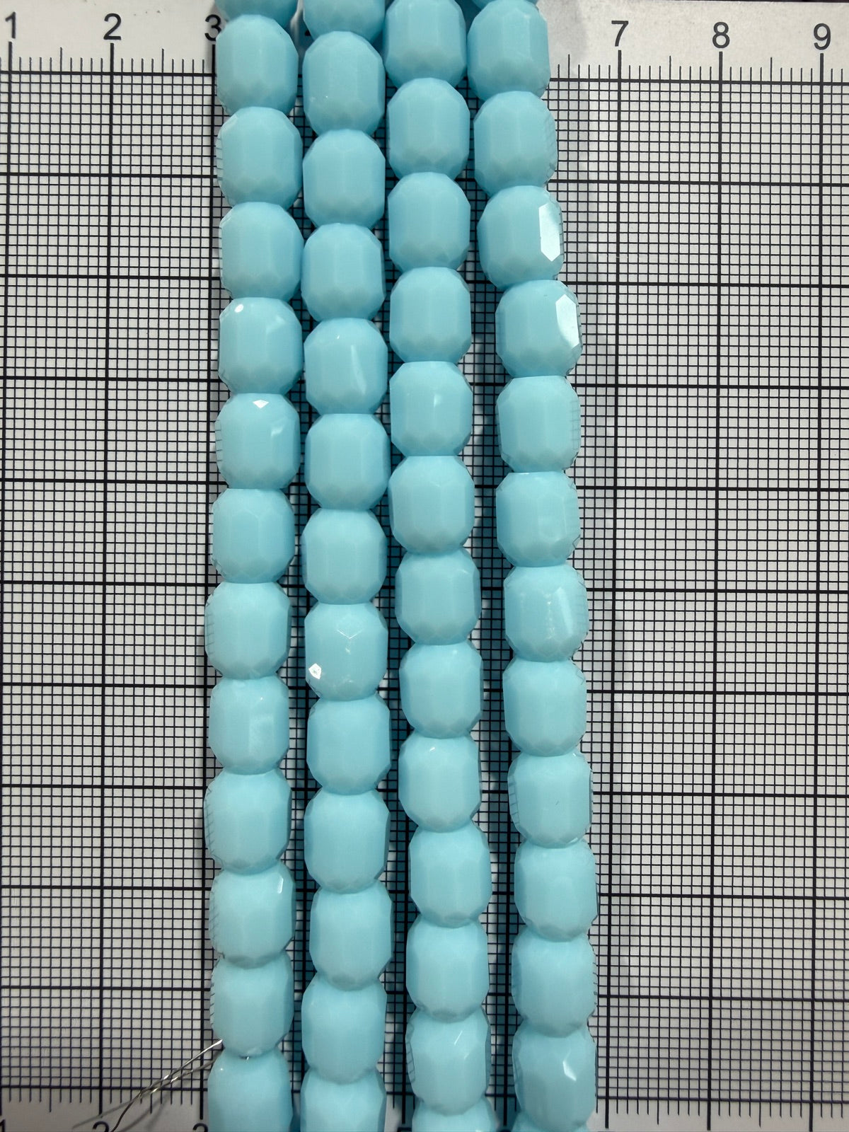 8mm High Quality Faceted Barrel Glass Beads Strand - Approx. 80 pcs - Pale Aqua