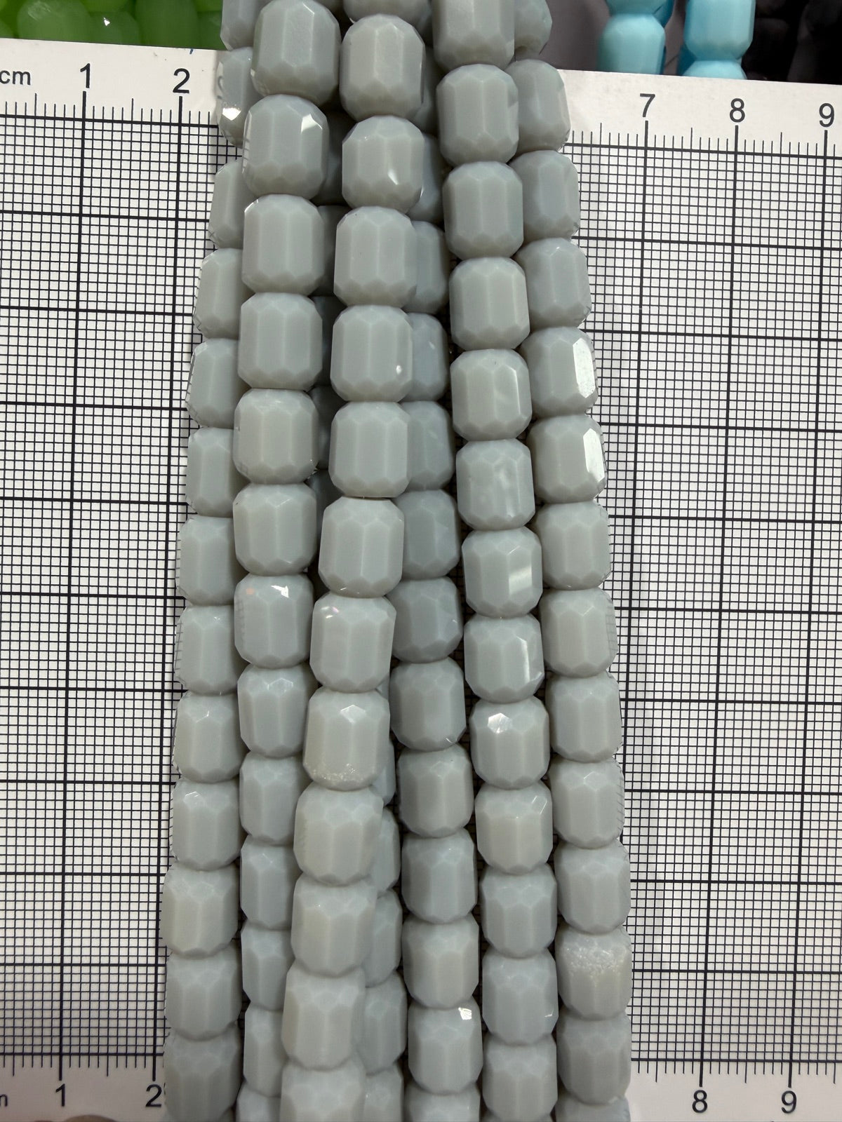 8mm High Quality Faceted Barrel Glass Beads Strand - Approx. 80 pcs - Ivory White