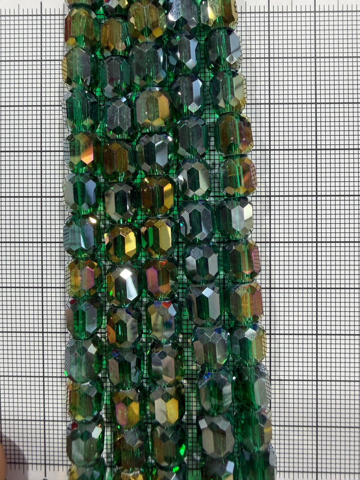 8mm High Quality Faceted Barrel Glass Beads Strand - Approx. 80 pcs - Emerald Green AB Style A