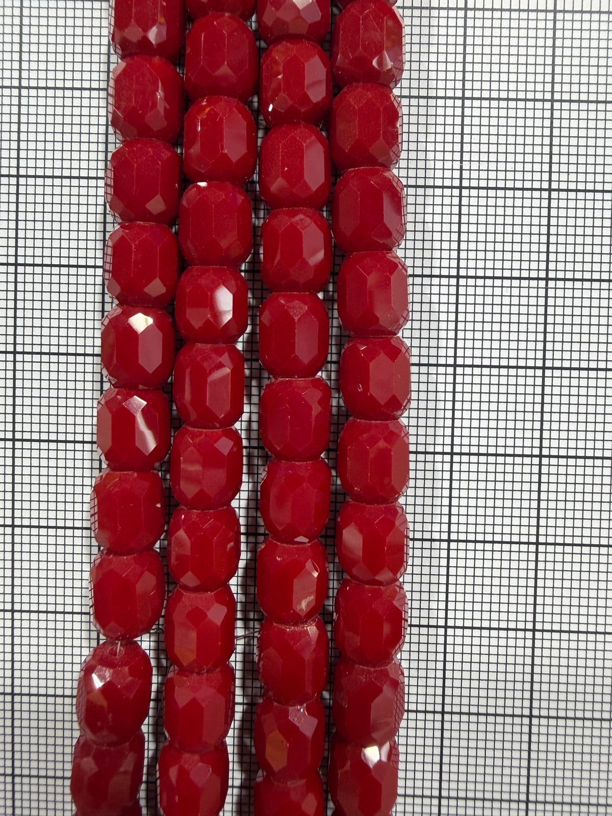8mm High Quality Faceted Barrel Glass Beads Strand - Approx. 80 pcs - Cherry Red Style A