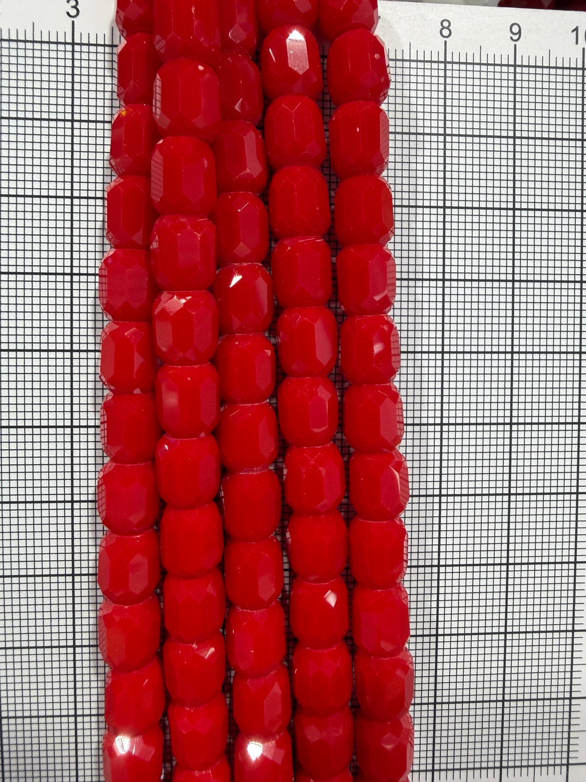 8mm High Quality Faceted Barrel Glass Beads Strand - Approx. 80 pcs - Cherry Red Style B