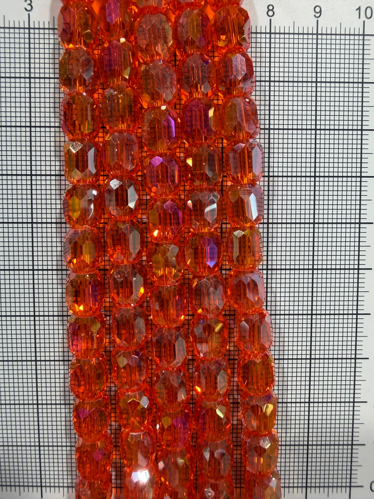 8mm High Quality Faceted Barrel Glass Beads Strand - Approx. 80 pcs - Transparent Orange AB