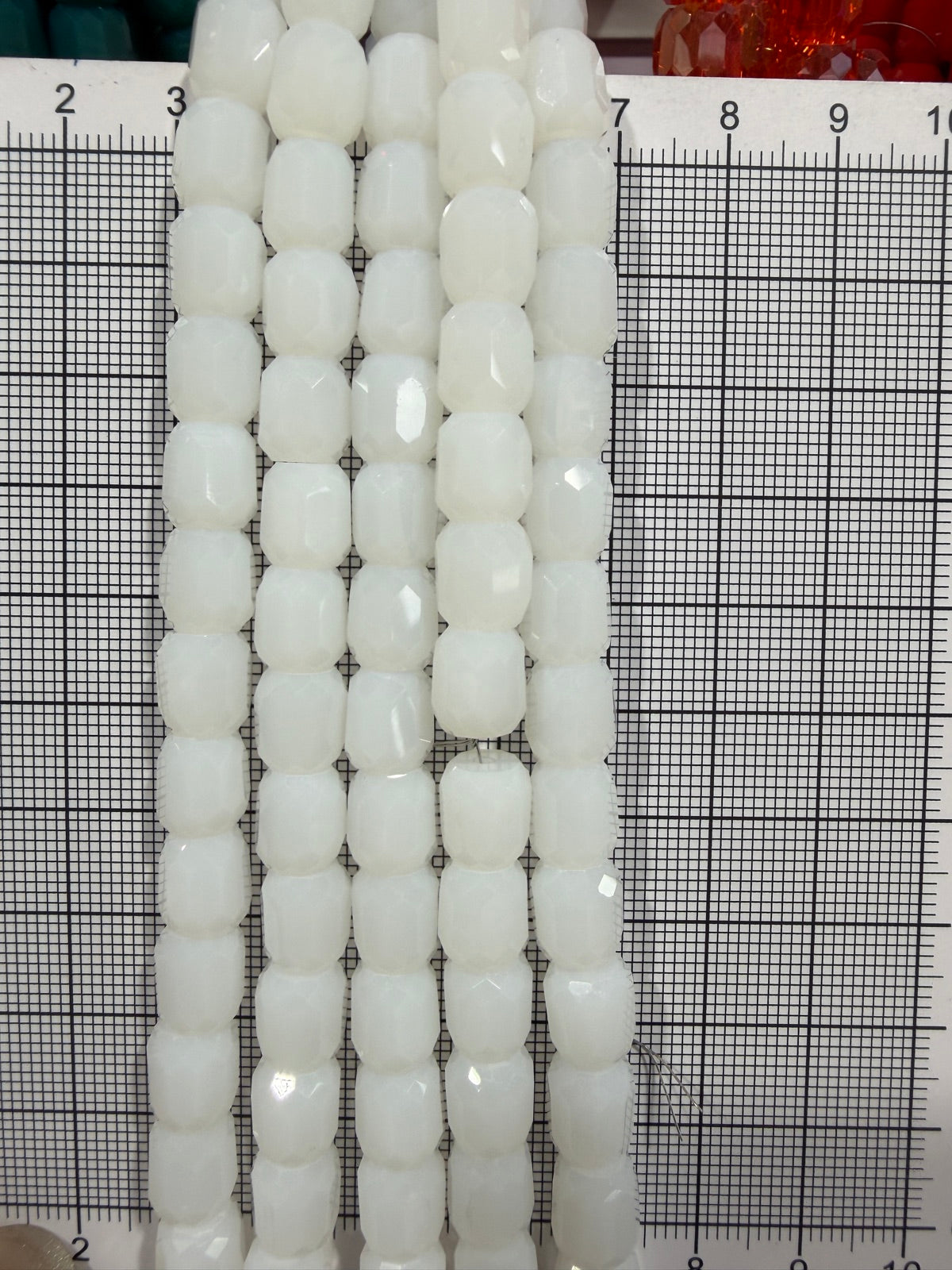 8mm High Quality Faceted Barrel Glass Beads Strand - Approx. 80 pcs - Milky White