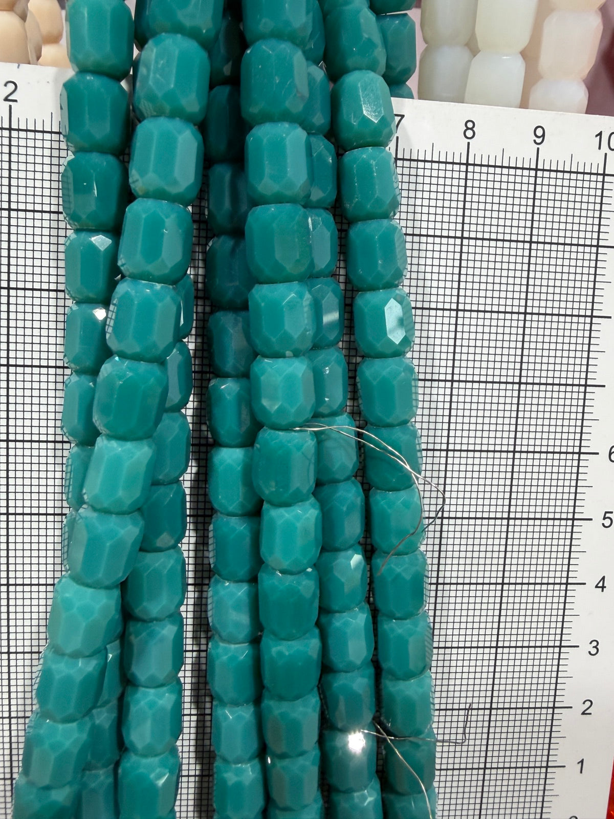 8mm High Quality Faceted Barrel Glass Beads Strand - Approx. 80 pcs - Teal Turquoise