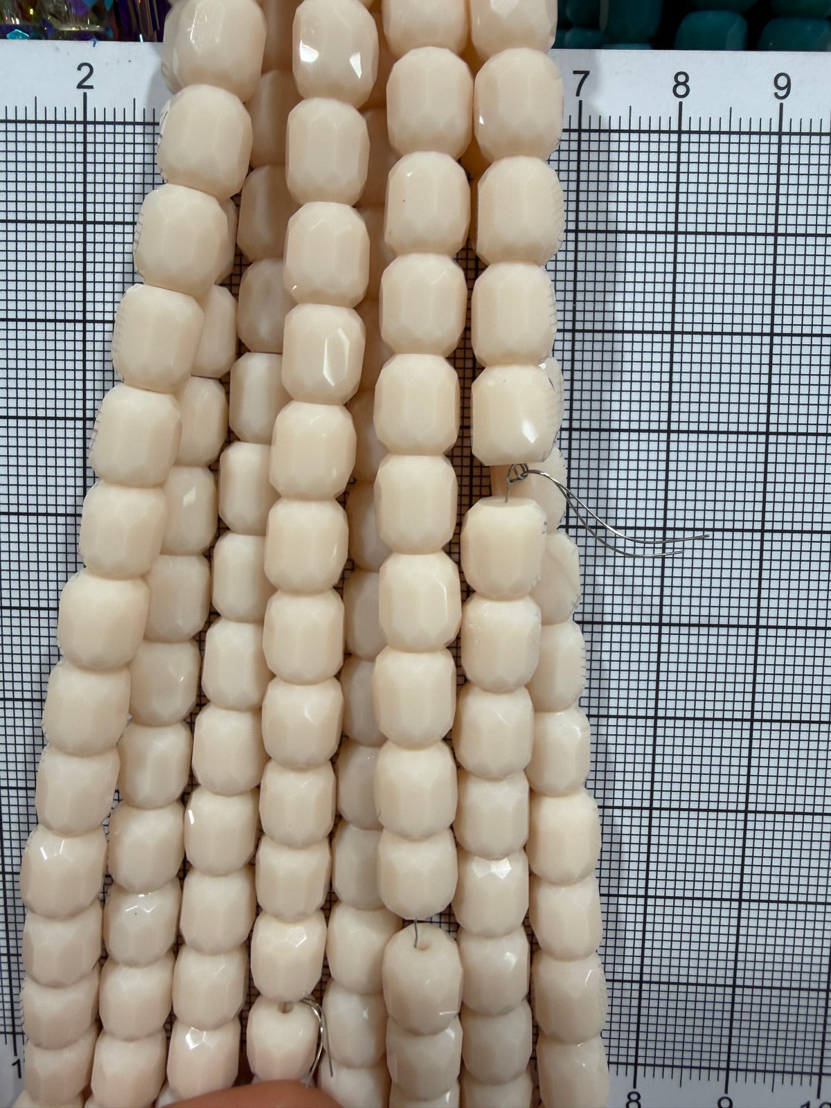 8mm High Quality Faceted Barrel Glass Beads Strand - Approx. 80 pcs - Cream