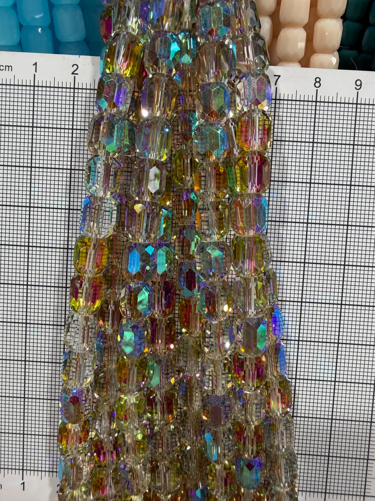8mm High Quality Faceted Barrel Glass Beads Strand - Approx. 80 pcs - Crystal AB Style A