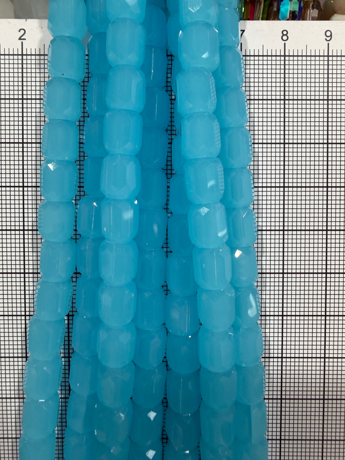 8mm High Quality Faceted Barrel Glass Beads Strand - Approx. 80 pcs - Aqua Blue