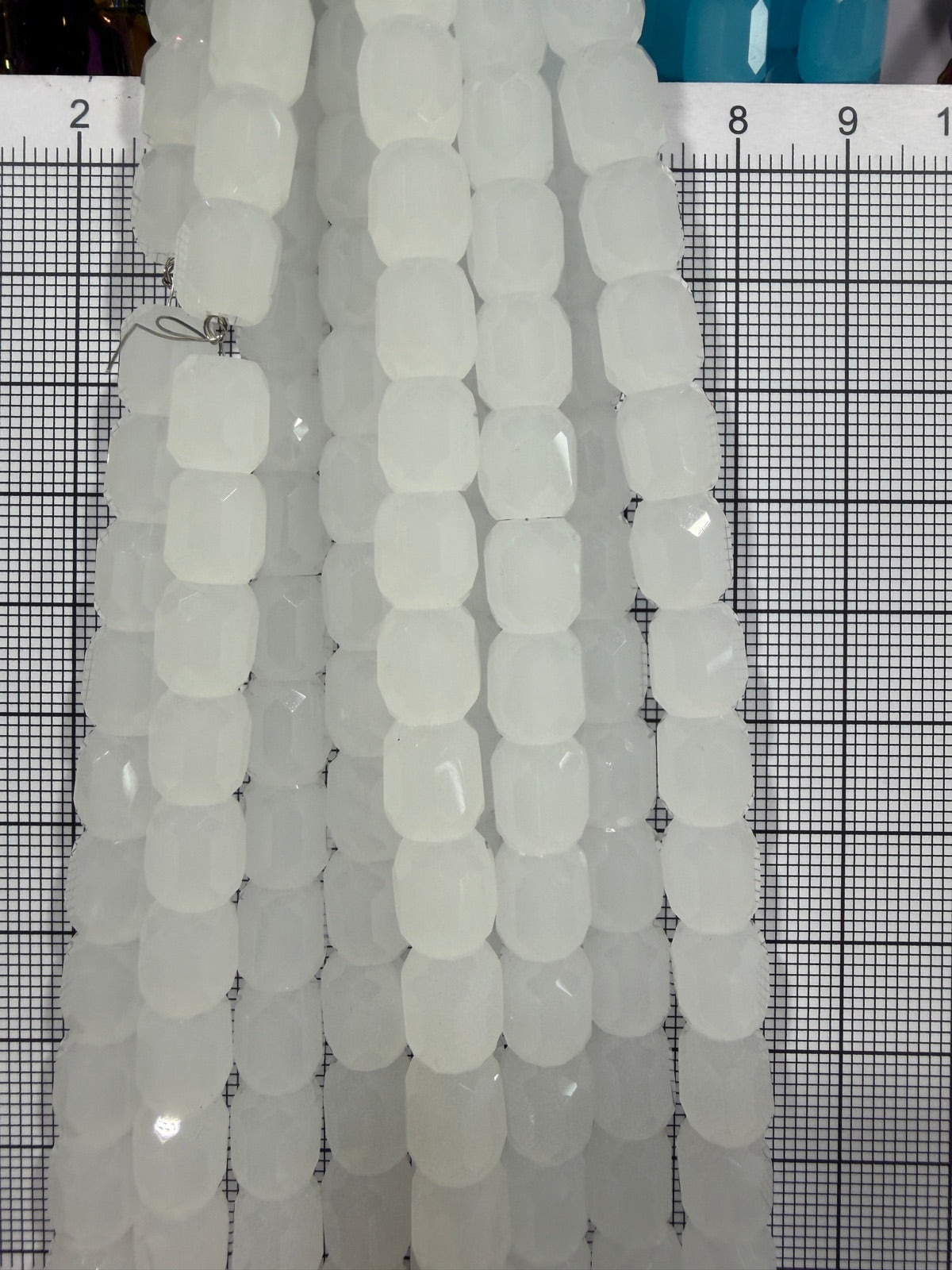 8mm High Quality Faceted Barrel Glass Beads Strand - Approx. 80 pcs - Translucent White