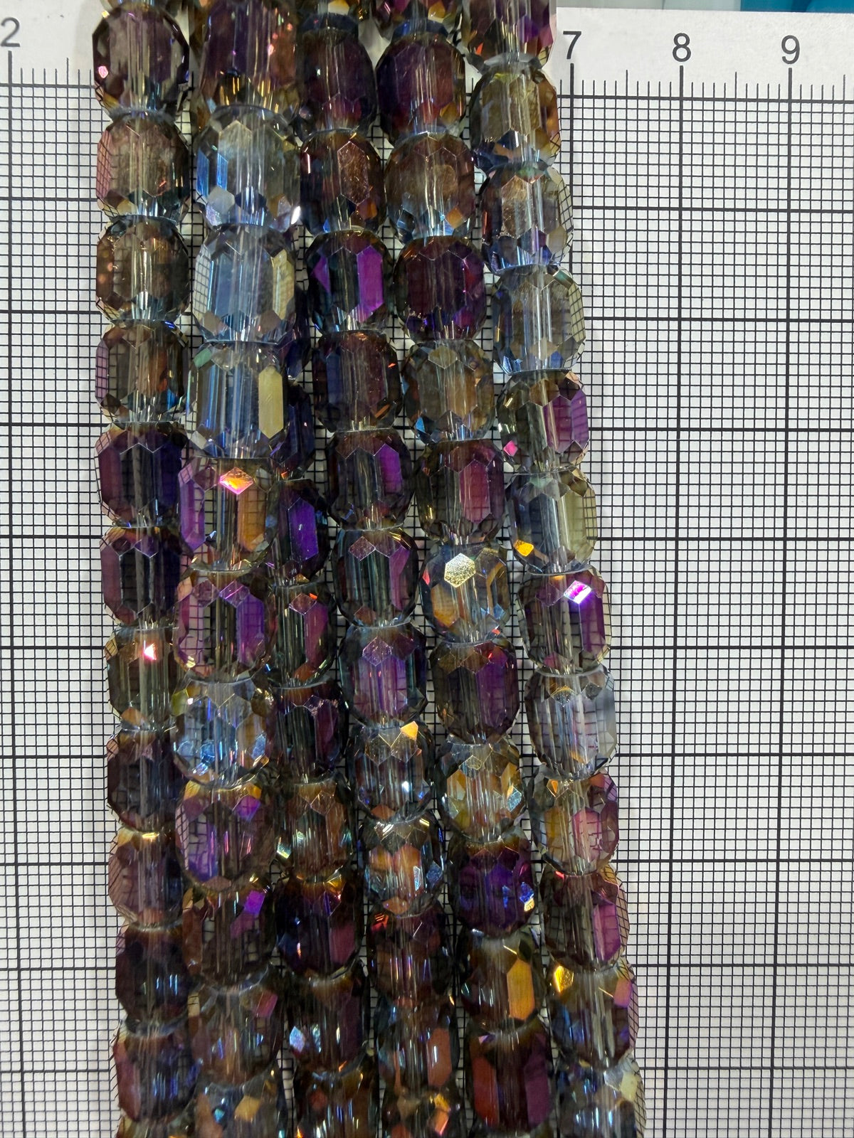 8mm High Quality Faceted Barrel Glass Beads Strand - Approx. 80 pcs - Multicolour AB Style A