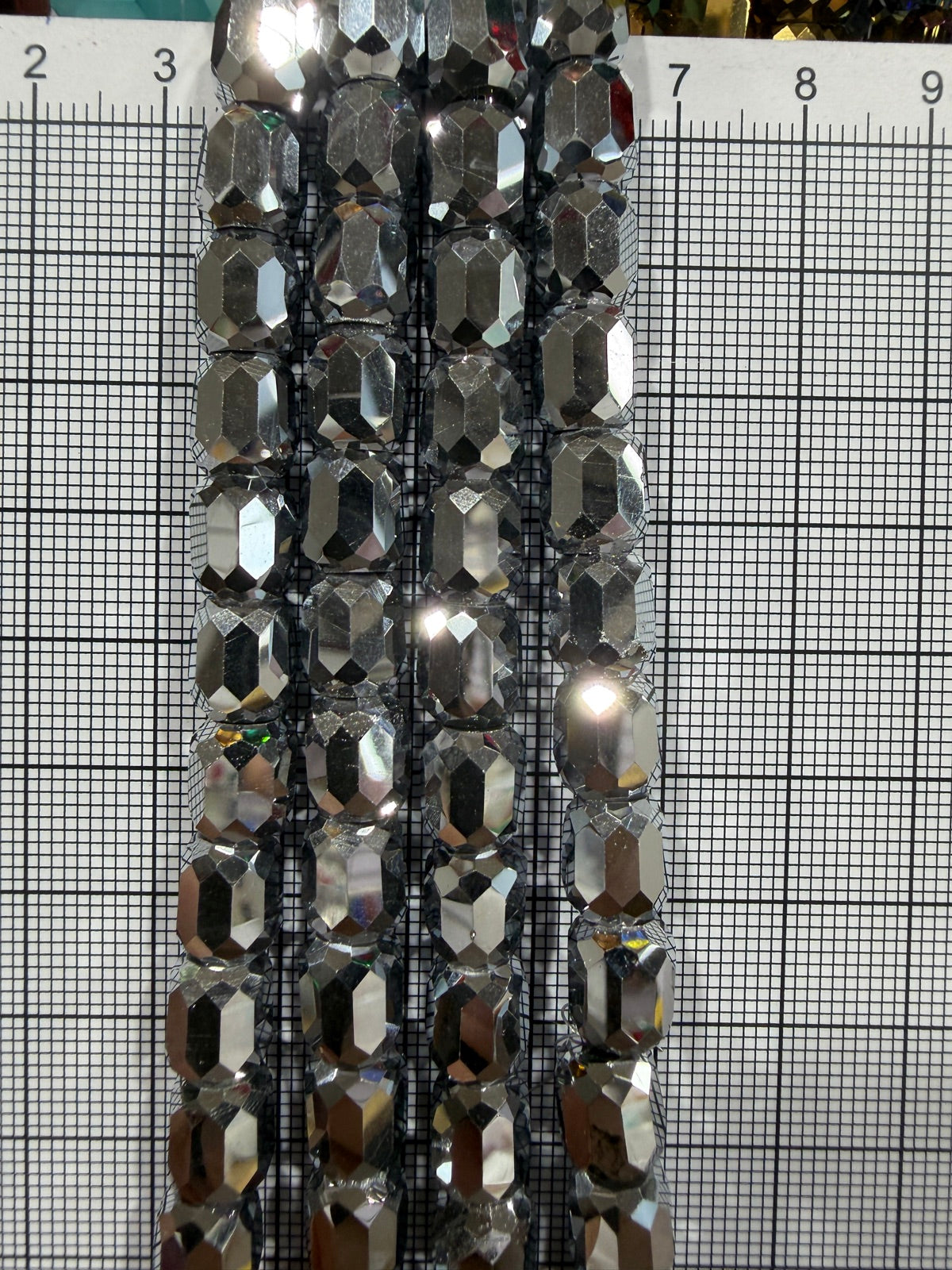 8mm High Quality Faceted Barrel Glass Beads Strand - Approx. 80 pcs - Hematite Silver