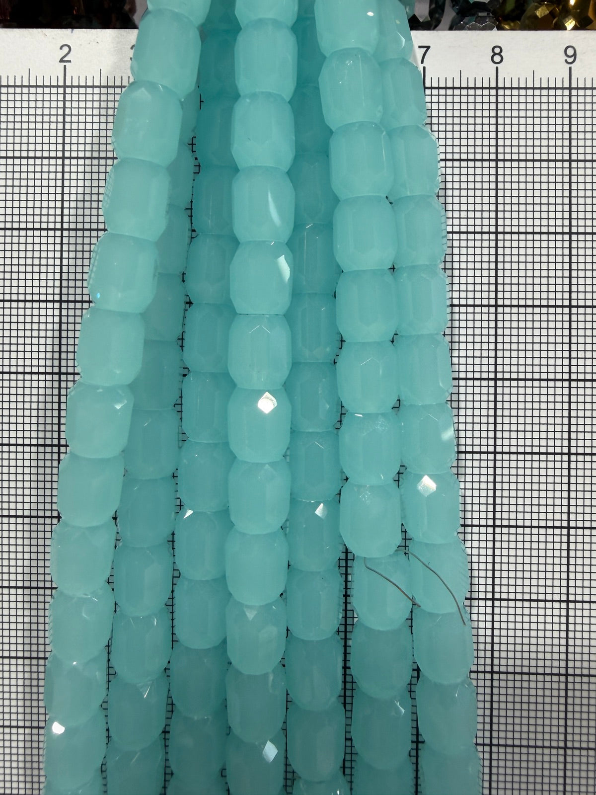 8mm High Quality Faceted Barrel Glass Beads Strand - Approx. 80 pcs - Mint Aqua