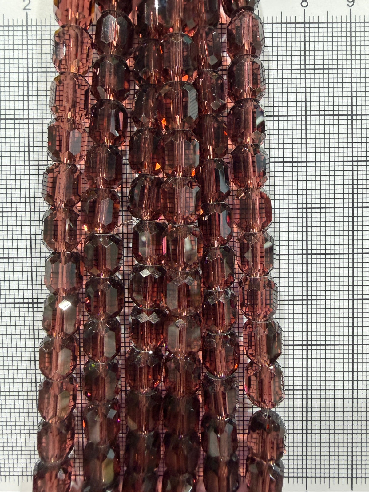 8mm High Quality Faceted Barrel Glass Beads Strand - Approx. 80 pcs - Smoky Rose Style A