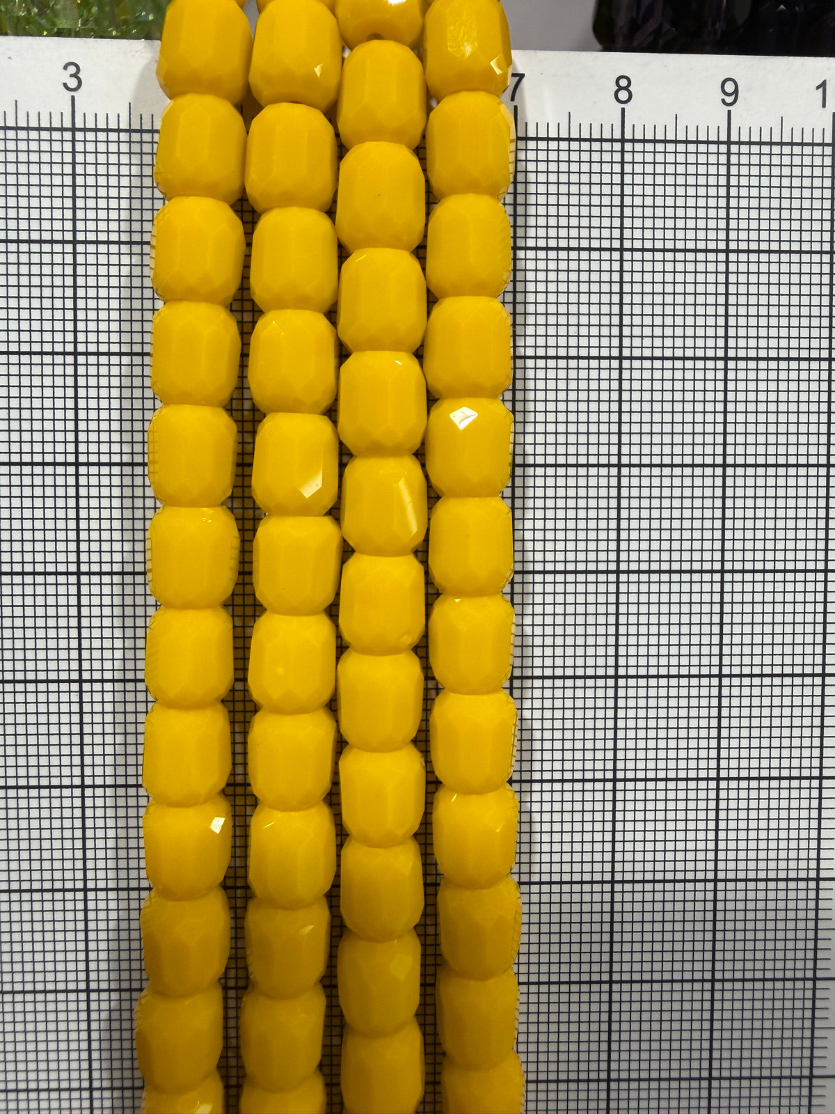 8mm High Quality Faceted Barrel Glass Beads Strand - Approx. 80 pcs - Sunshine Yellow