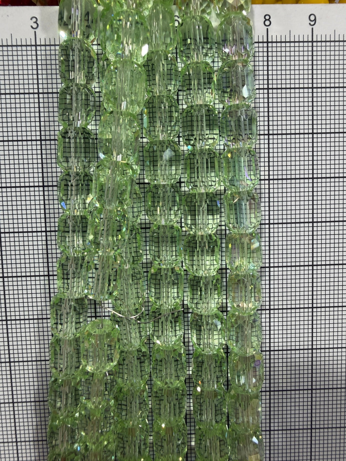 8mm High Quality Faceted Barrel Glass Beads Strand - Approx. 80 pcs - Pale Green
