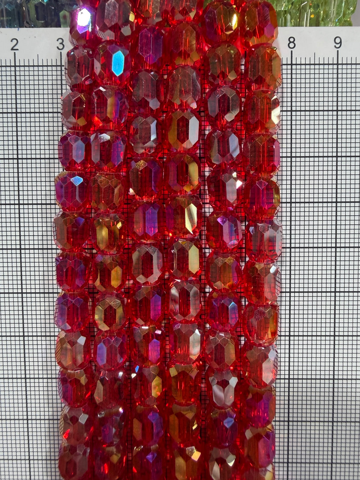 8mm High Quality Faceted Barrel Glass Beads Strand - Approx. 80 pcs - Ruby Red AB