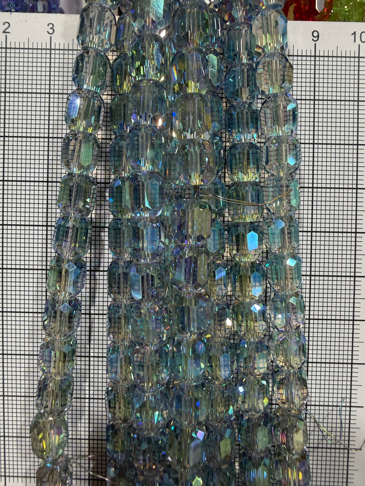 8mm High Quality Faceted Barrel Glass Beads Strand - Approx. 80 pcs - Silver Blue AB