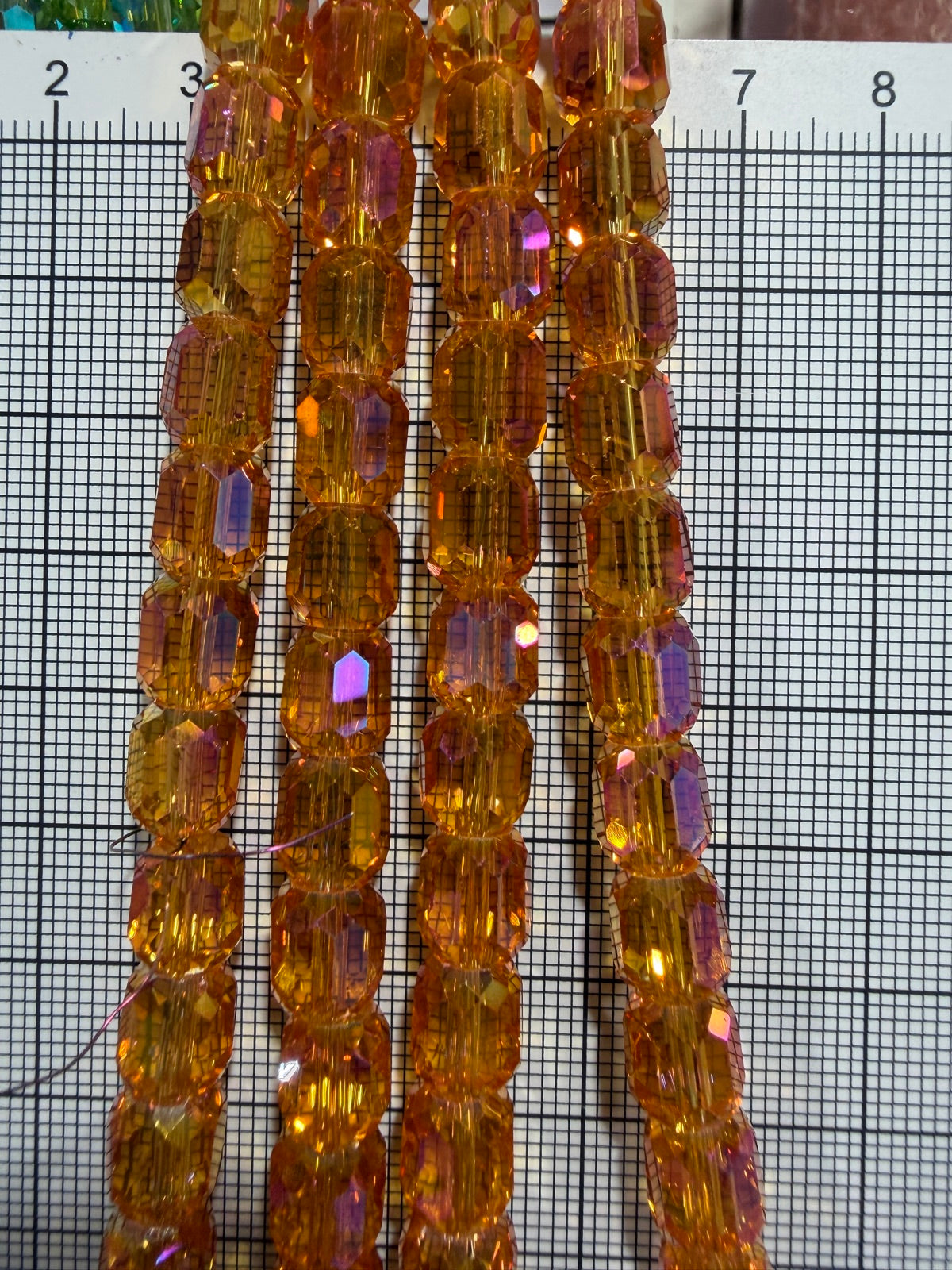 8mm High Quality Faceted Barrel Glass Beads Strand - Approx. 80 pcs - Golden Amber AB