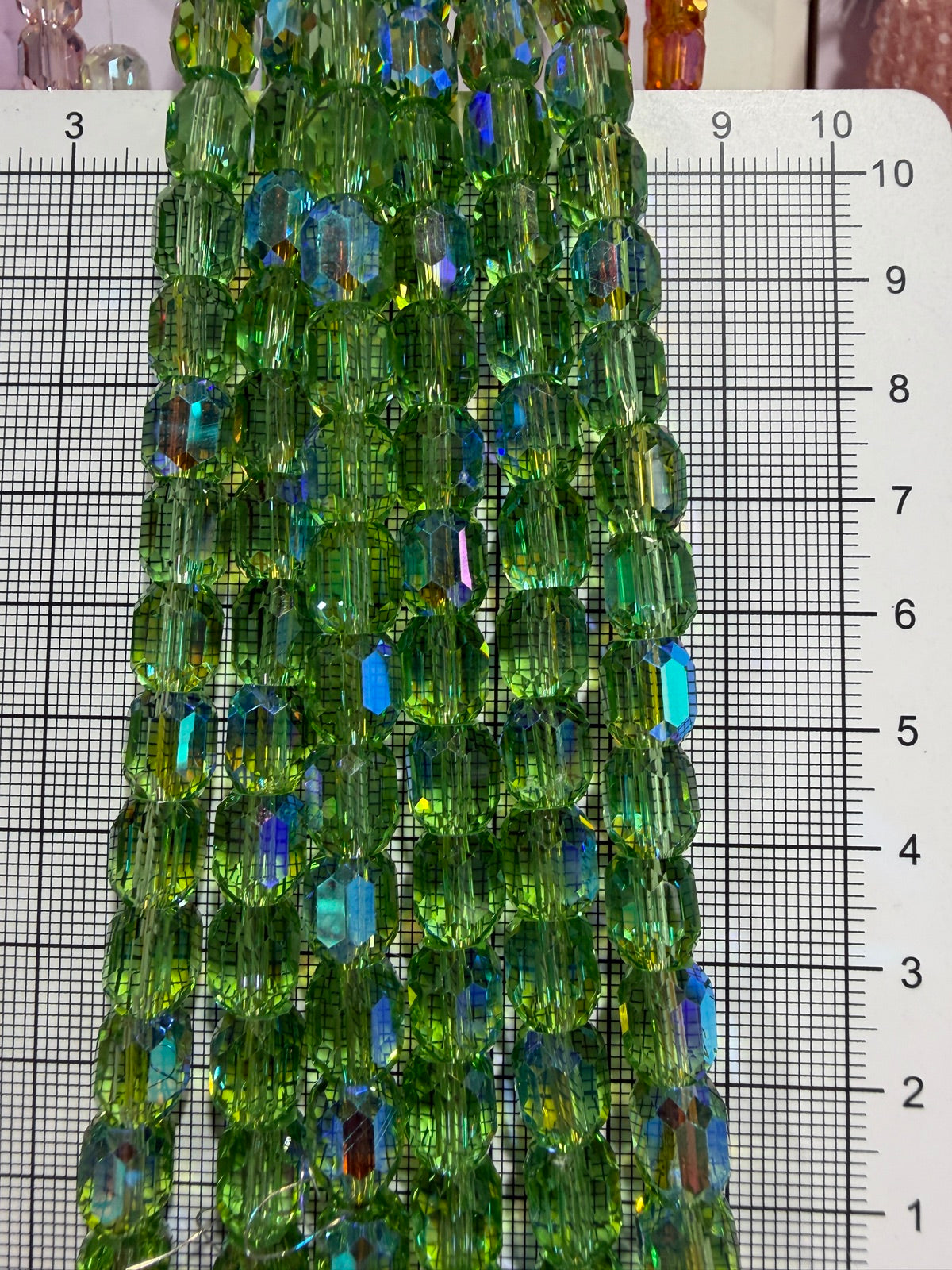 8mm High Quality Faceted Barrel Glass Beads Strand - Approx. 80 pcs - Emerald Green AB Style B
