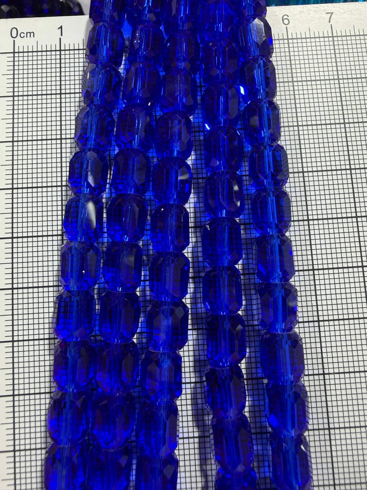 8mm High Quality Faceted Barrel Glass Beads Strand - Approx. 80 pcs - Cobalt Blue
