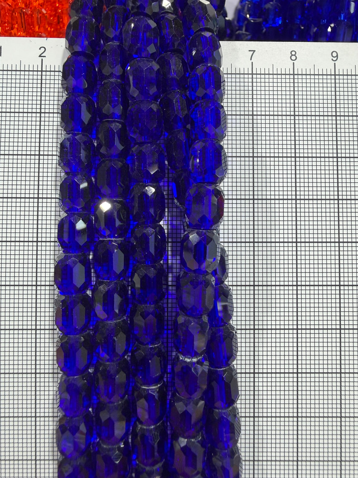 8mm High Quality Faceted Barrel Glass Beads Strand - Approx. 80 pcs - Deep Royal Blue