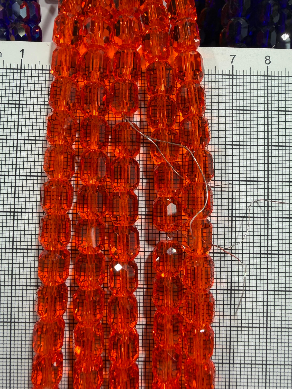 8mm High Quality Faceted Barrel Glass Beads Strand - Approx. 80 pcs - Transparent Orange