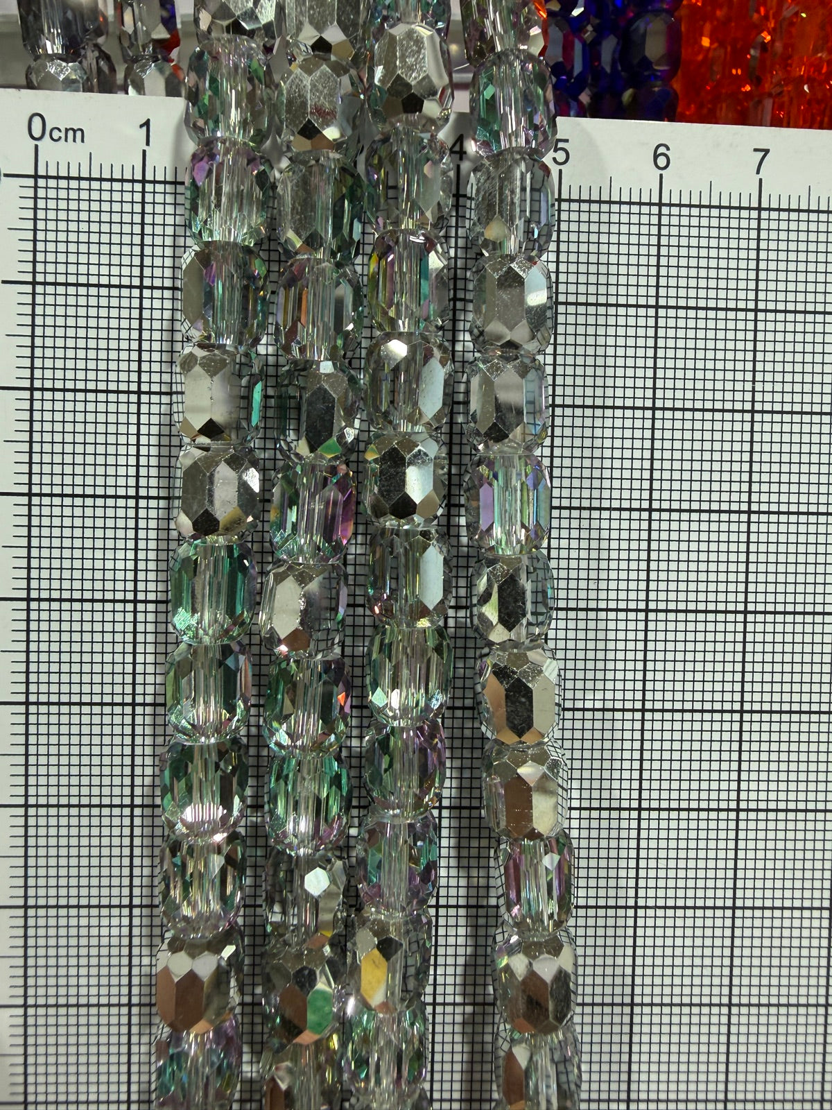 8mm High Quality Faceted Barrel Glass Beads Strand - Approx. 80 pcs - Crystal AB Style B