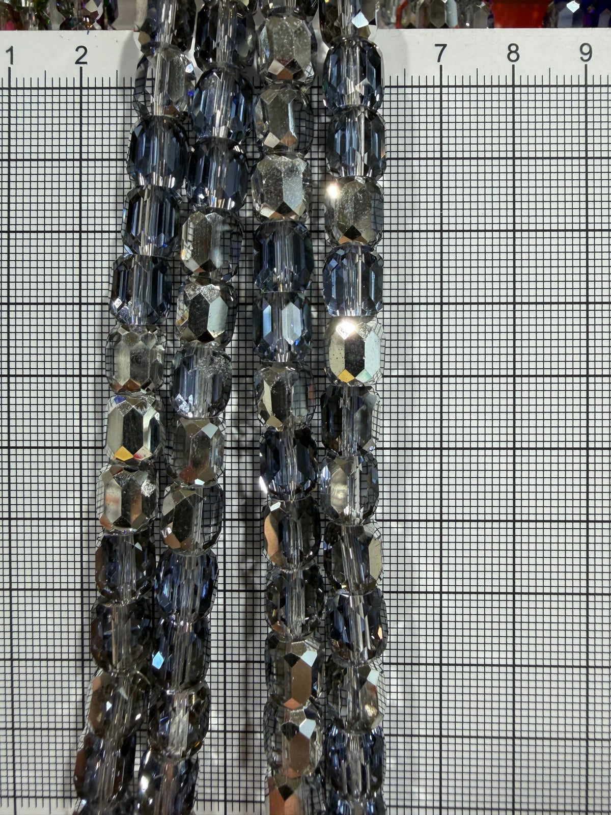 8mm High Quality Faceted Barrel Glass Beads Strand - Approx. 80 pcs - Smoky Silver