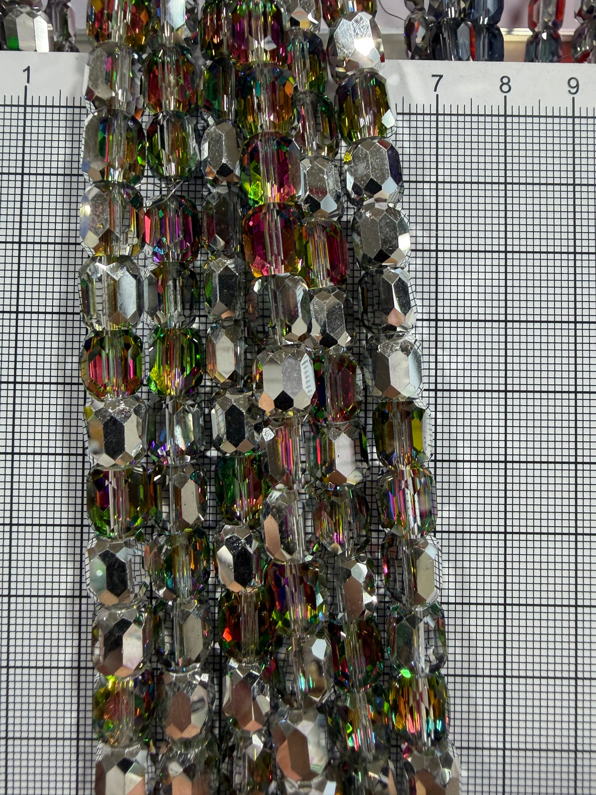 8mm High Quality Faceted Barrel Glass Beads Strand - Approx. 80 pcs - Multicolour AB Style B