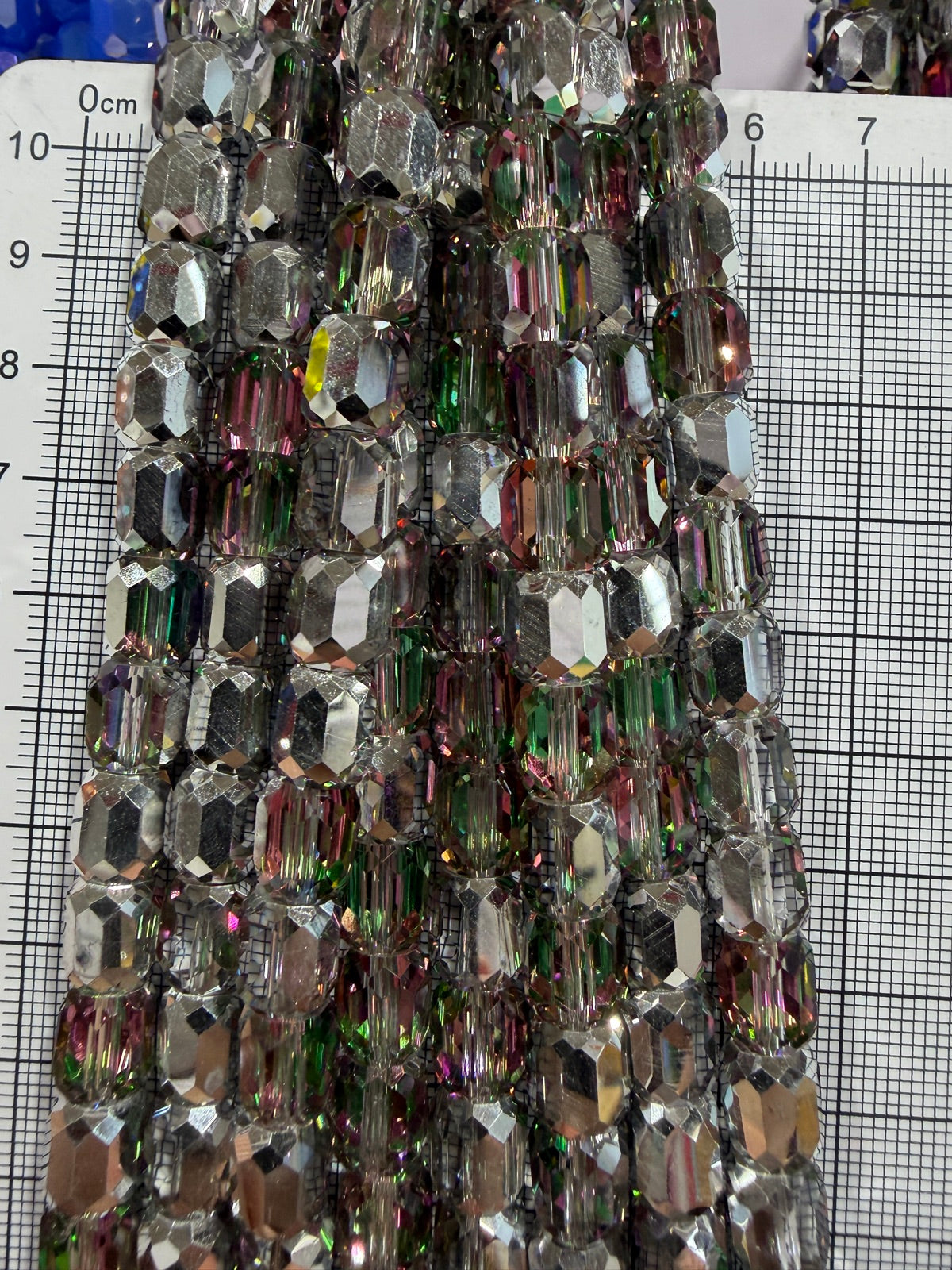 8mm High Quality Faceted Barrel Glass Beads Strand - Approx. 80 pcs - Multicolour AB Style C