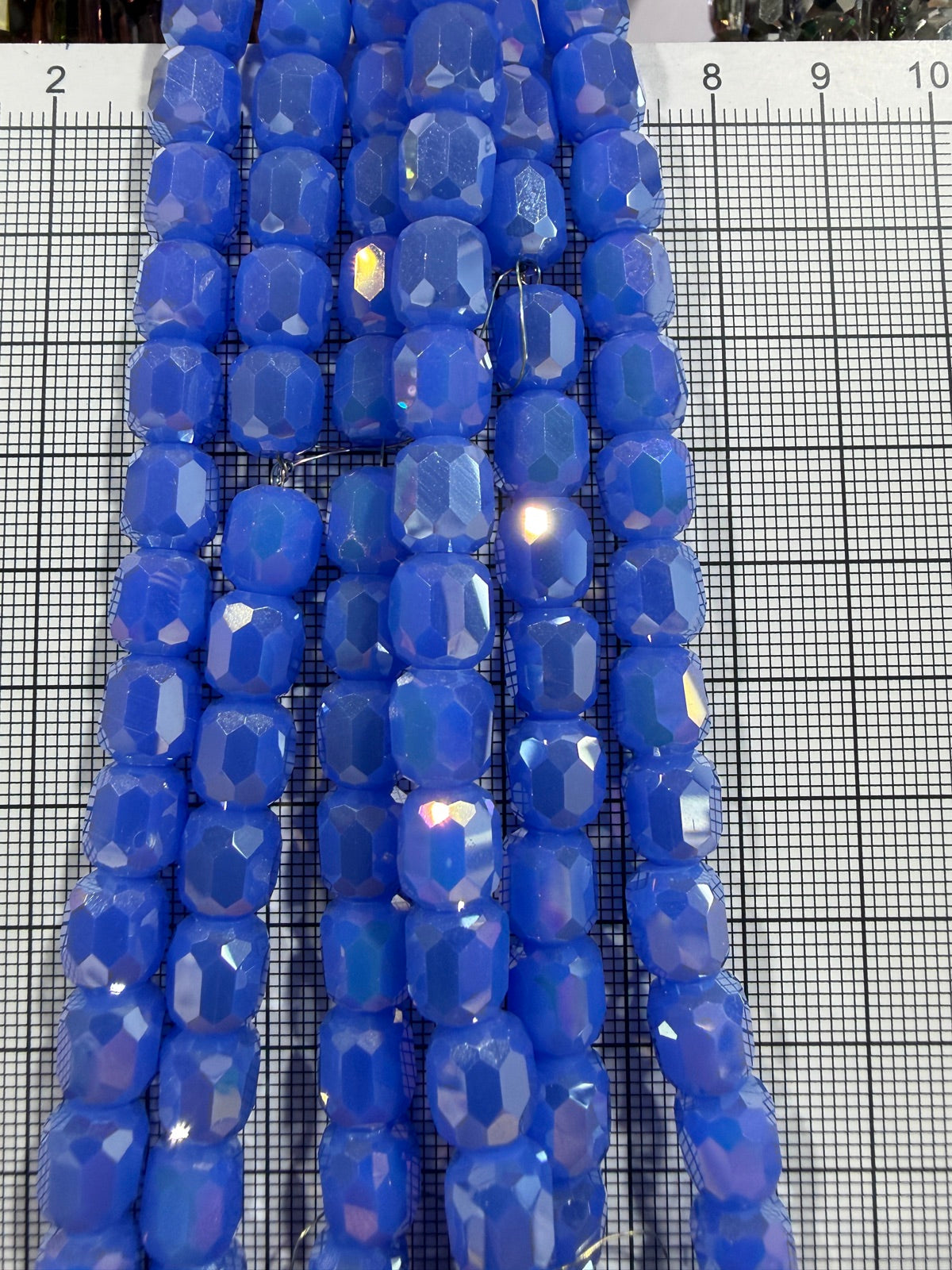 8mm High Quality Faceted Barrel Glass Beads Strand - Approx. 80 pcs - Periwinkle AB