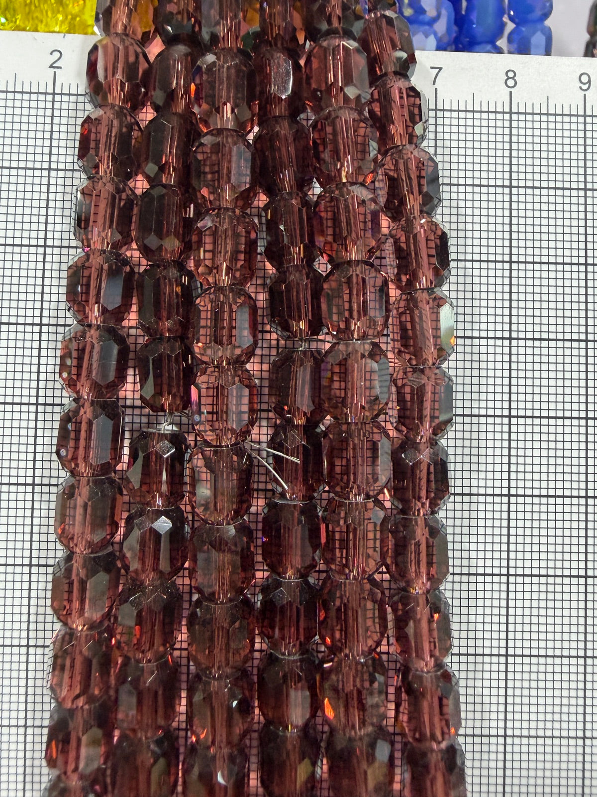 8mm High Quality Faceted Barrel Glass Beads Strand - Approx. 80 pcs - Smoky Rose Style B