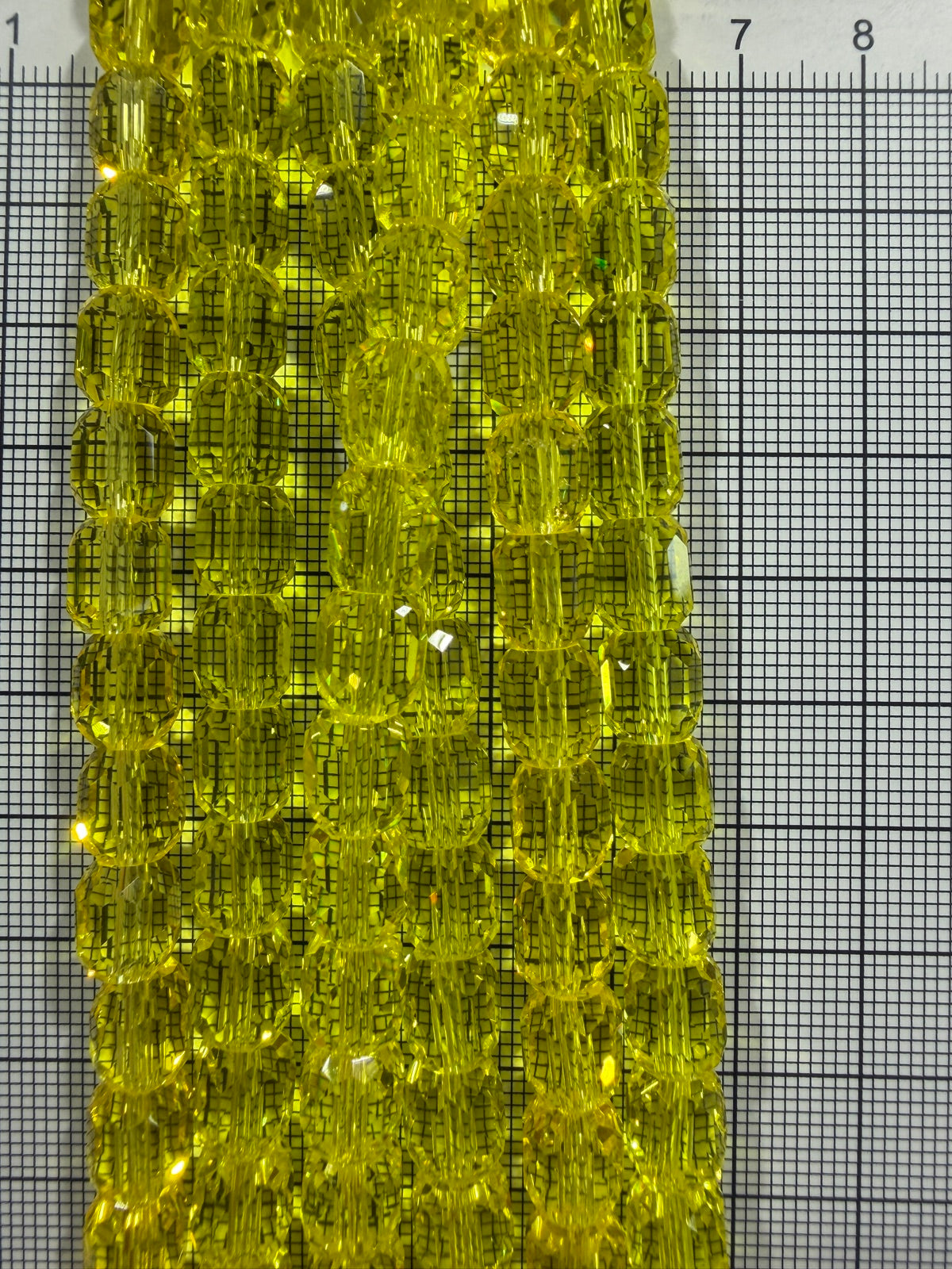 8mm High Quality Faceted Barrel Glass Beads Strand - Approx. 80 pcs - Neon Yellow Green