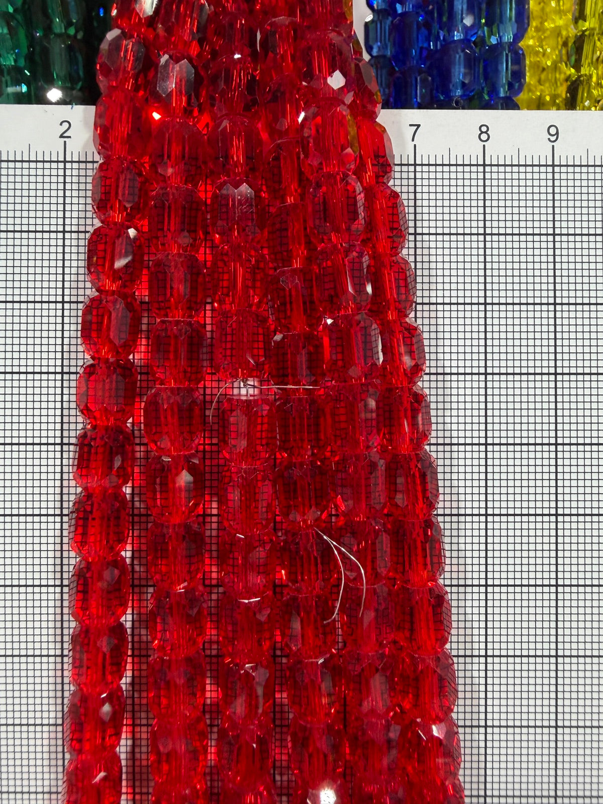 8mm High Quality Faceted Barrel Glass Beads Strand - Approx. 80 pcs - Transparent Red