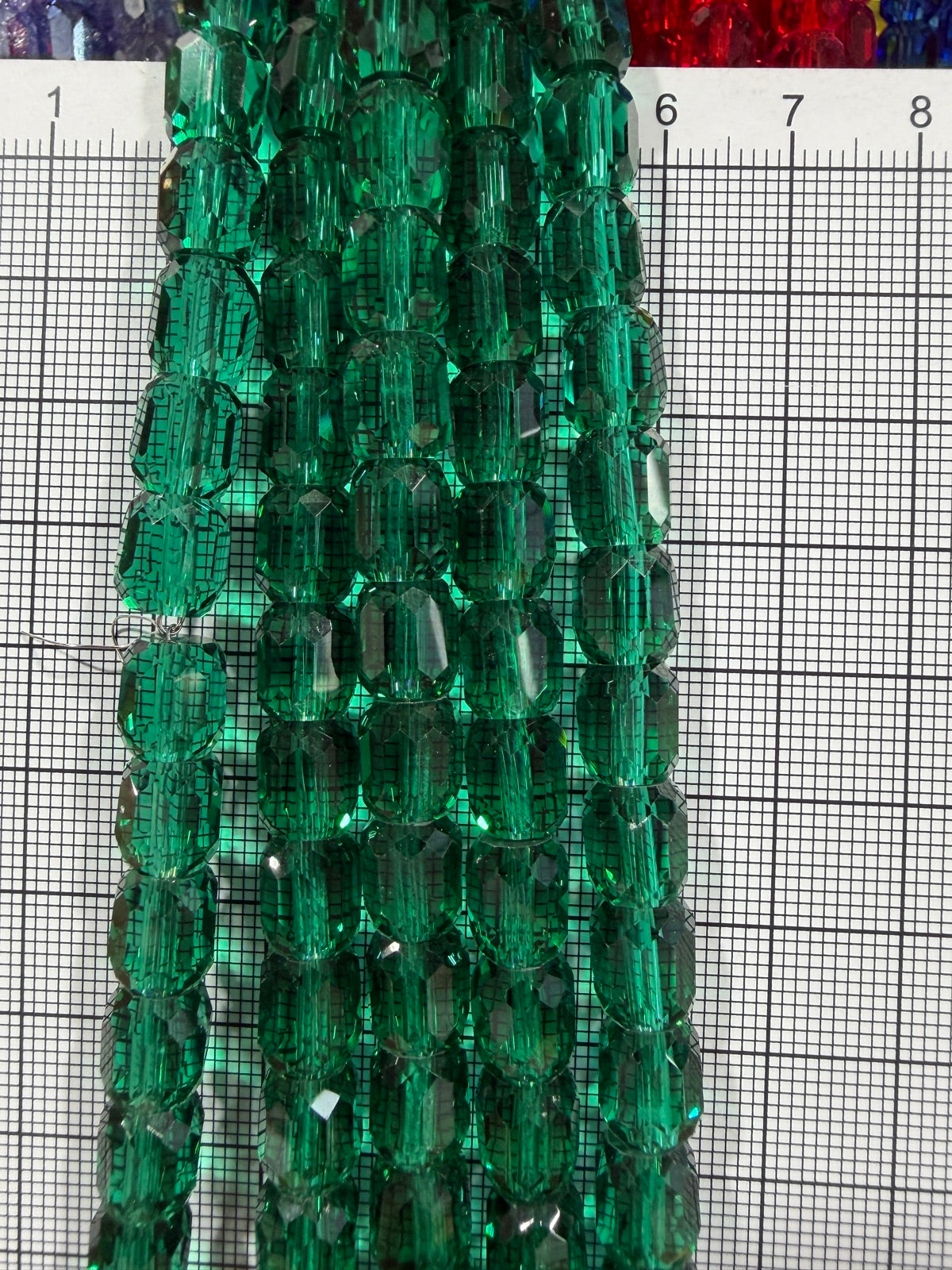 8mm High Quality Faceted Barrel Glass Beads Strand - Approx. 80 pcs - Emerald Green Style A