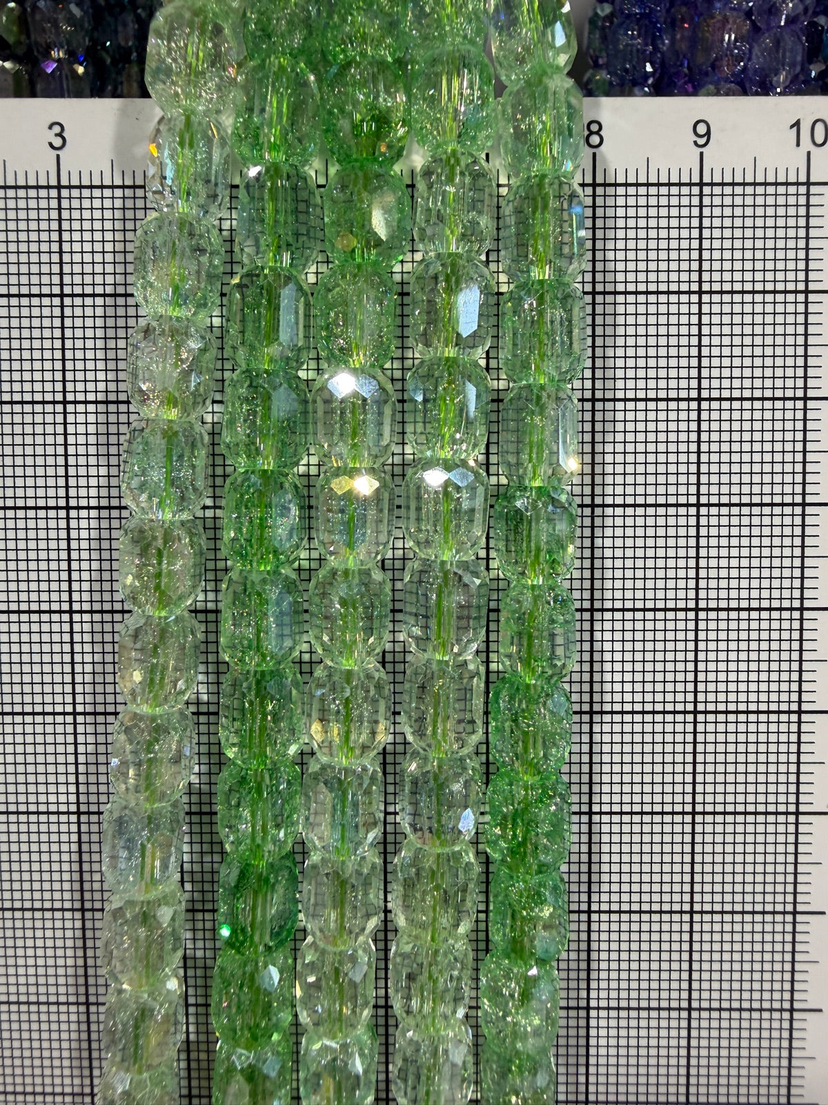 8mm High Quality Faceted Barrel Glass Beads Strand - Approx. 80 pcs - Lime Green Style C
