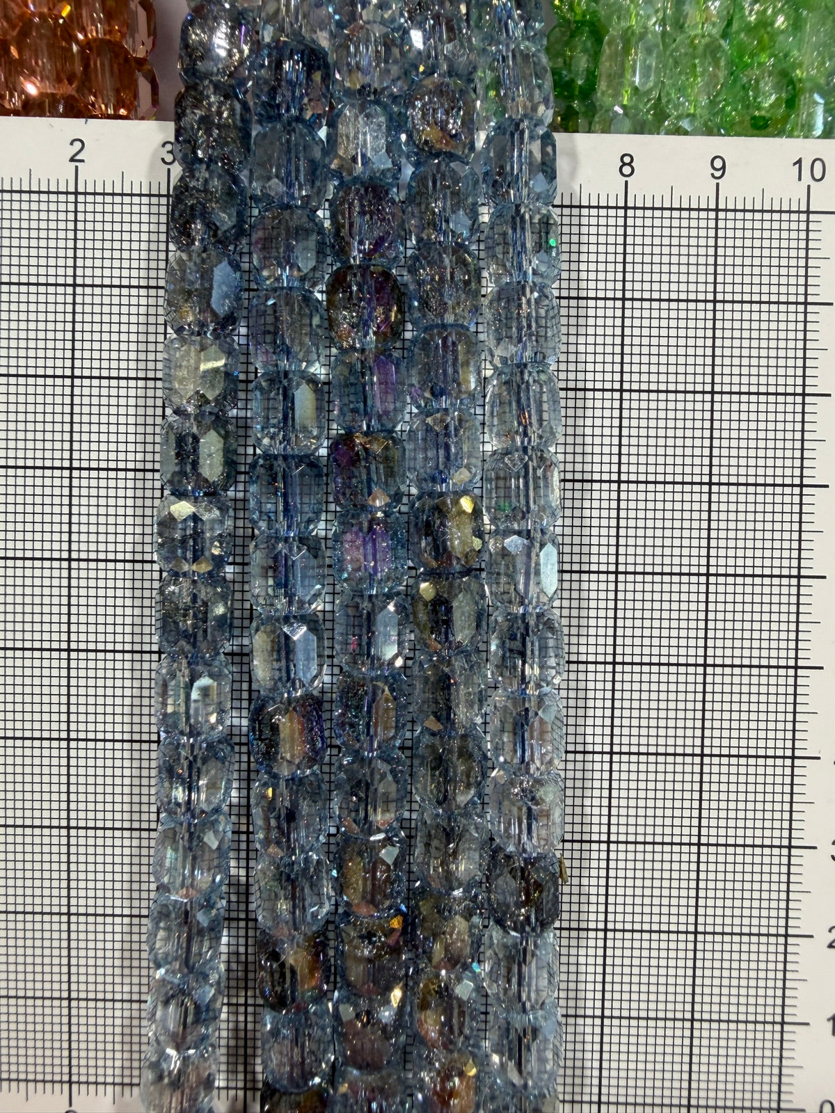 8mm High Quality Faceted Barrel Glass Beads Strand - Approx. 80 pcs - Smoky Blue Grey (Cracked)