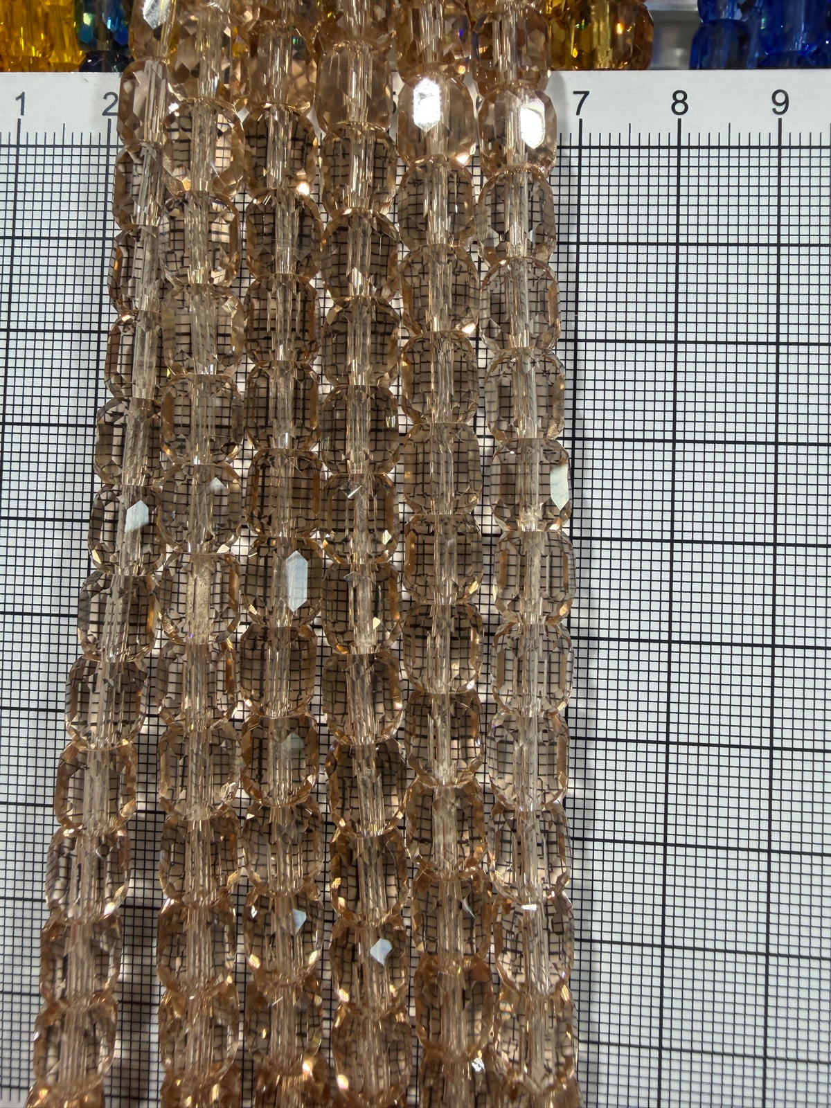 8mm High Quality Faceted Barrel Glass Beads Strand - Approx. 80 pcs - Champagne