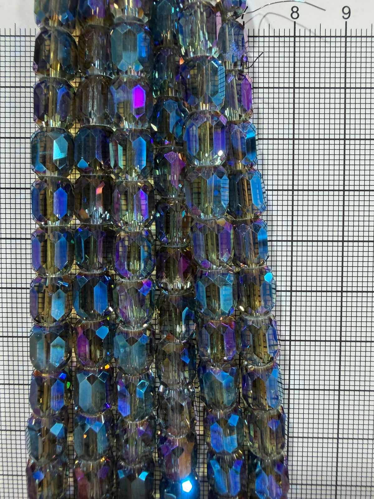 8mm High Quality Faceted Barrel Glass Beads Strand - Approx. 80 pcs - Blue AB
