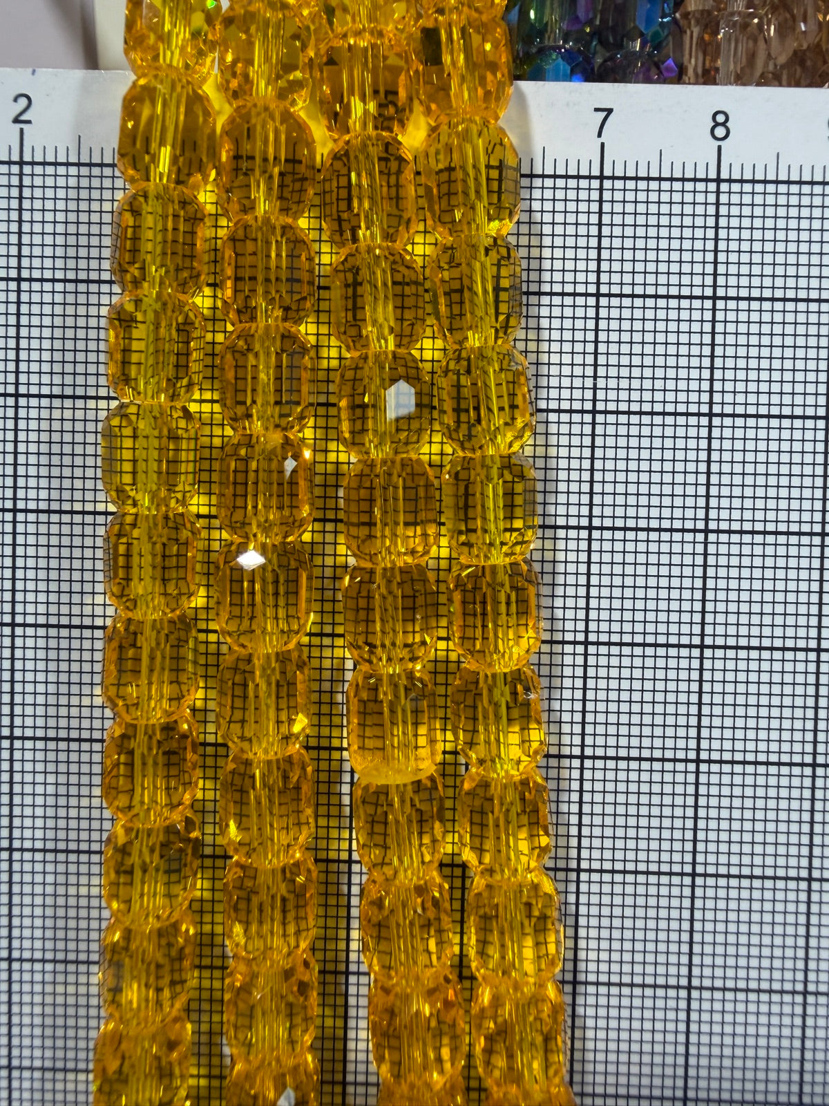 8mm High Quality Faceted Barrel Glass Beads Strand - Approx. 80 pcs - Golden Yellow
