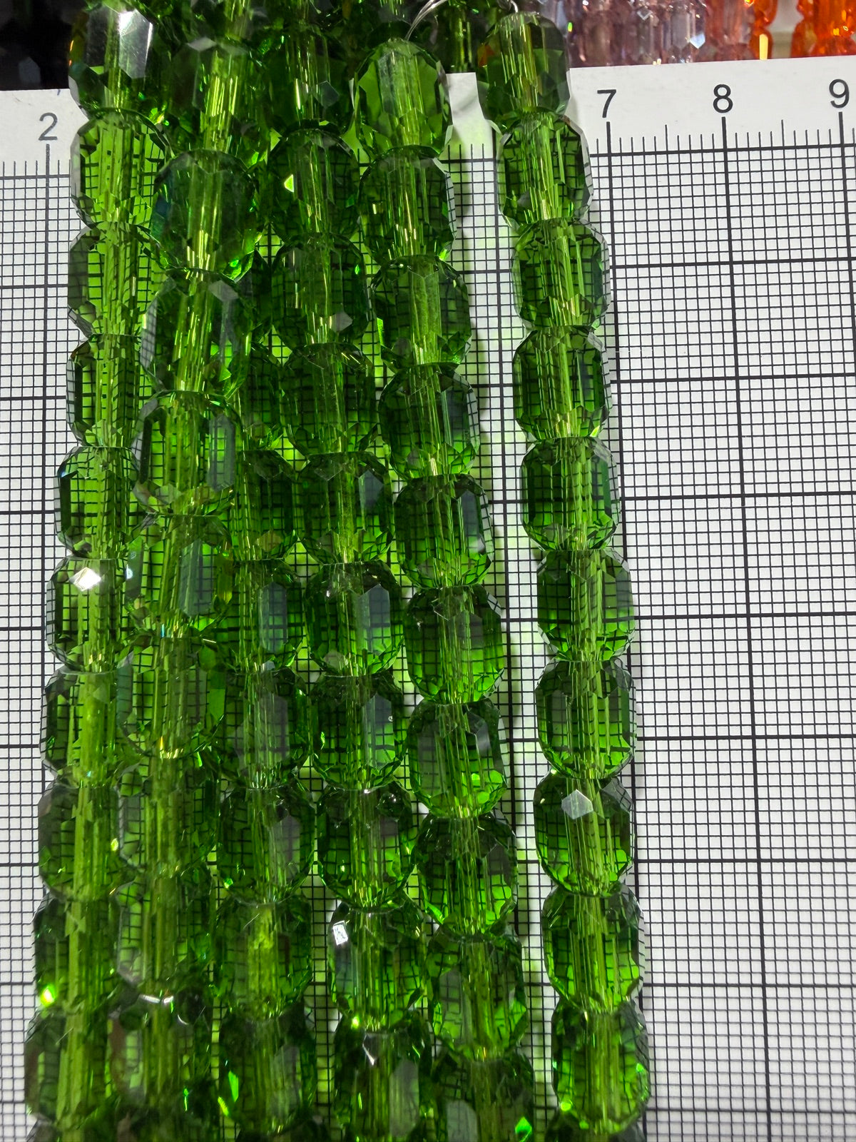 8mm High Quality Faceted Barrel Glass Beads Strand - Approx. 80 pcs - Apple Green