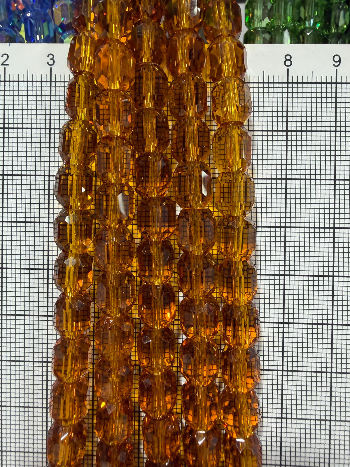8mm High Quality Faceted Barrel Glass Beads Strand - Approx. 80 pcs - Golden Amber Style B