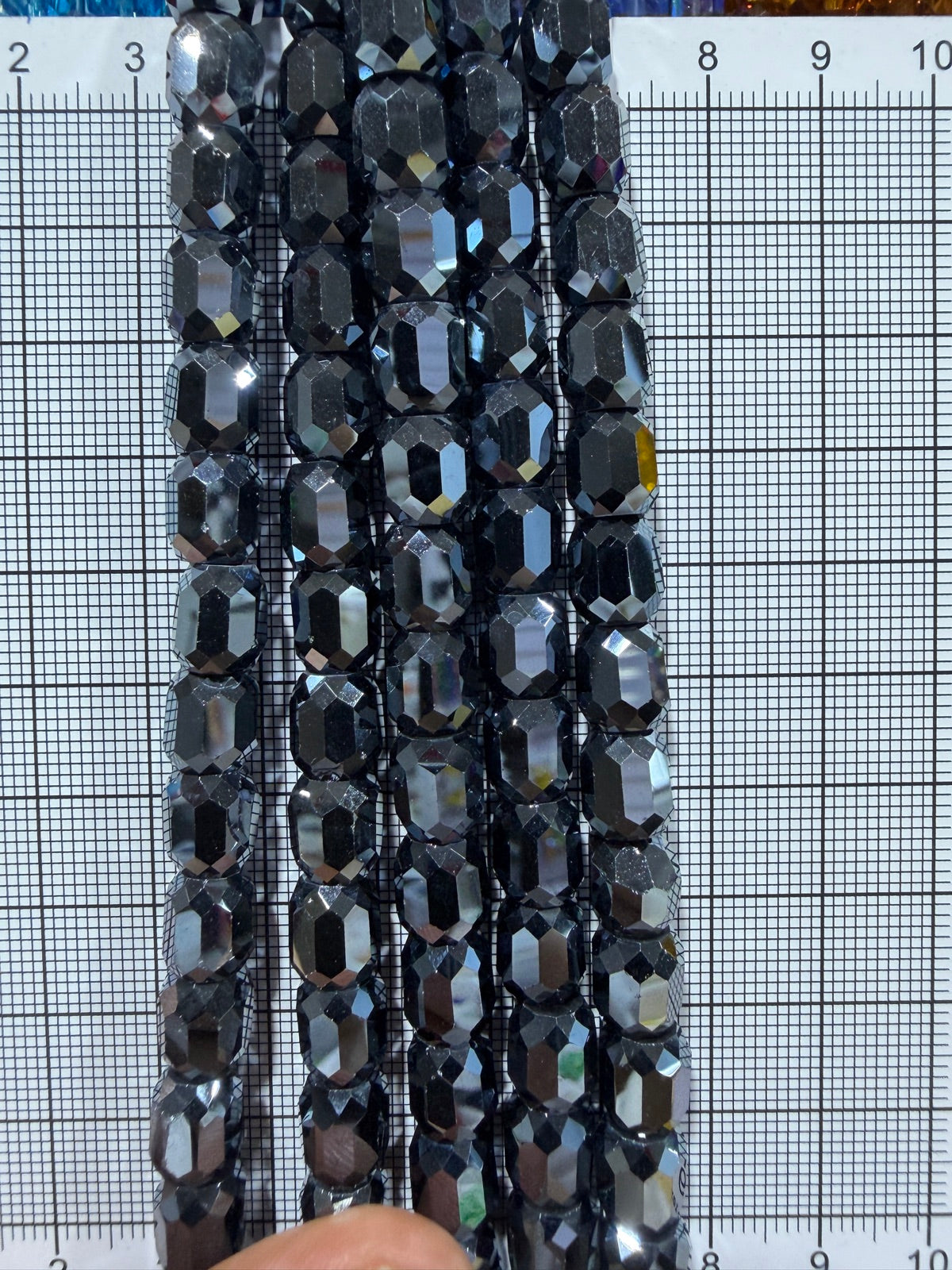 8mm High Quality Faceted Barrel Glass Beads Strand - Approx. 80 pcs - Black Crystal