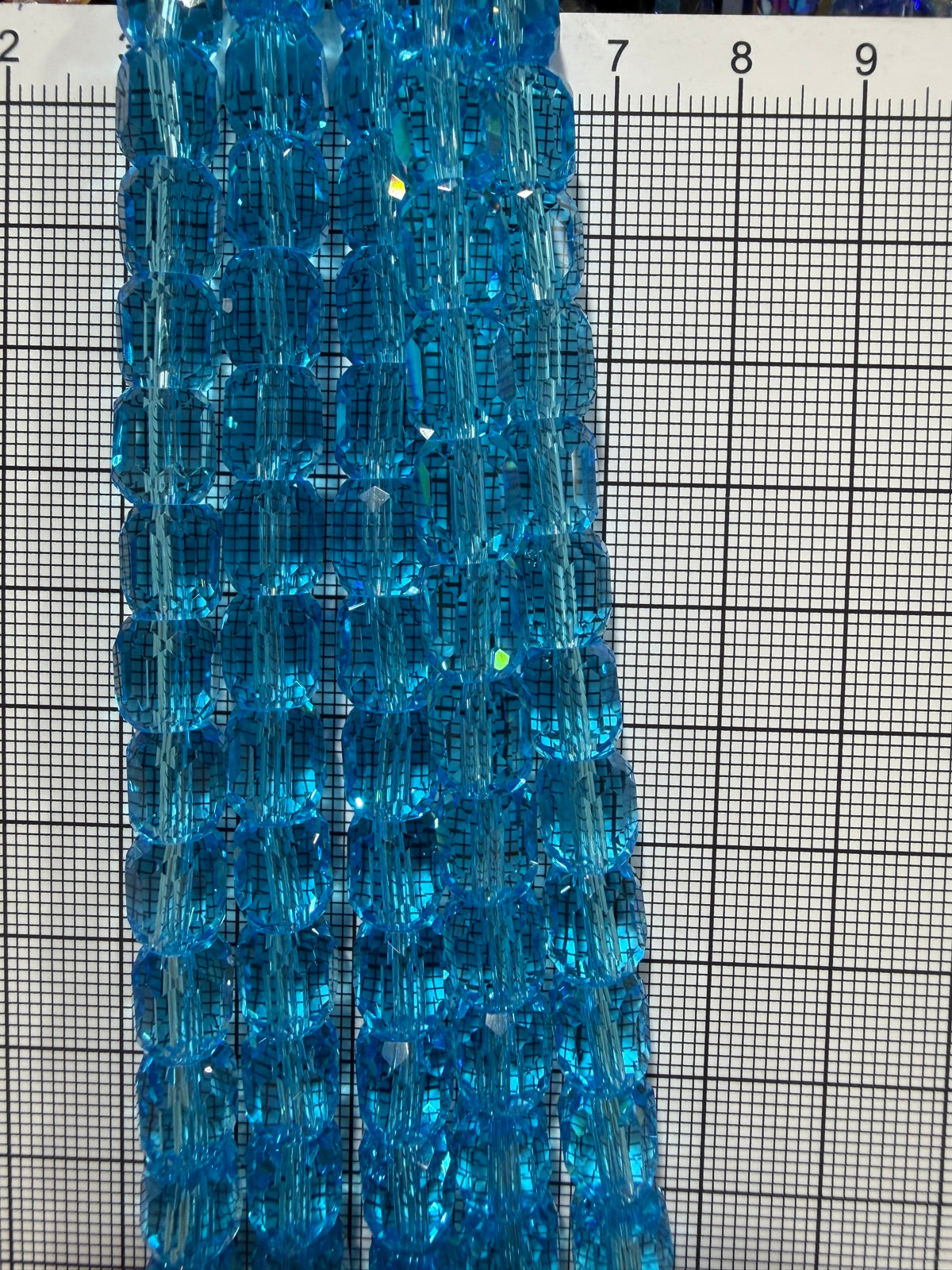 8mm High Quality Faceted Barrel Glass Beads Strand - Approx. 80 pcs - Azure Blue