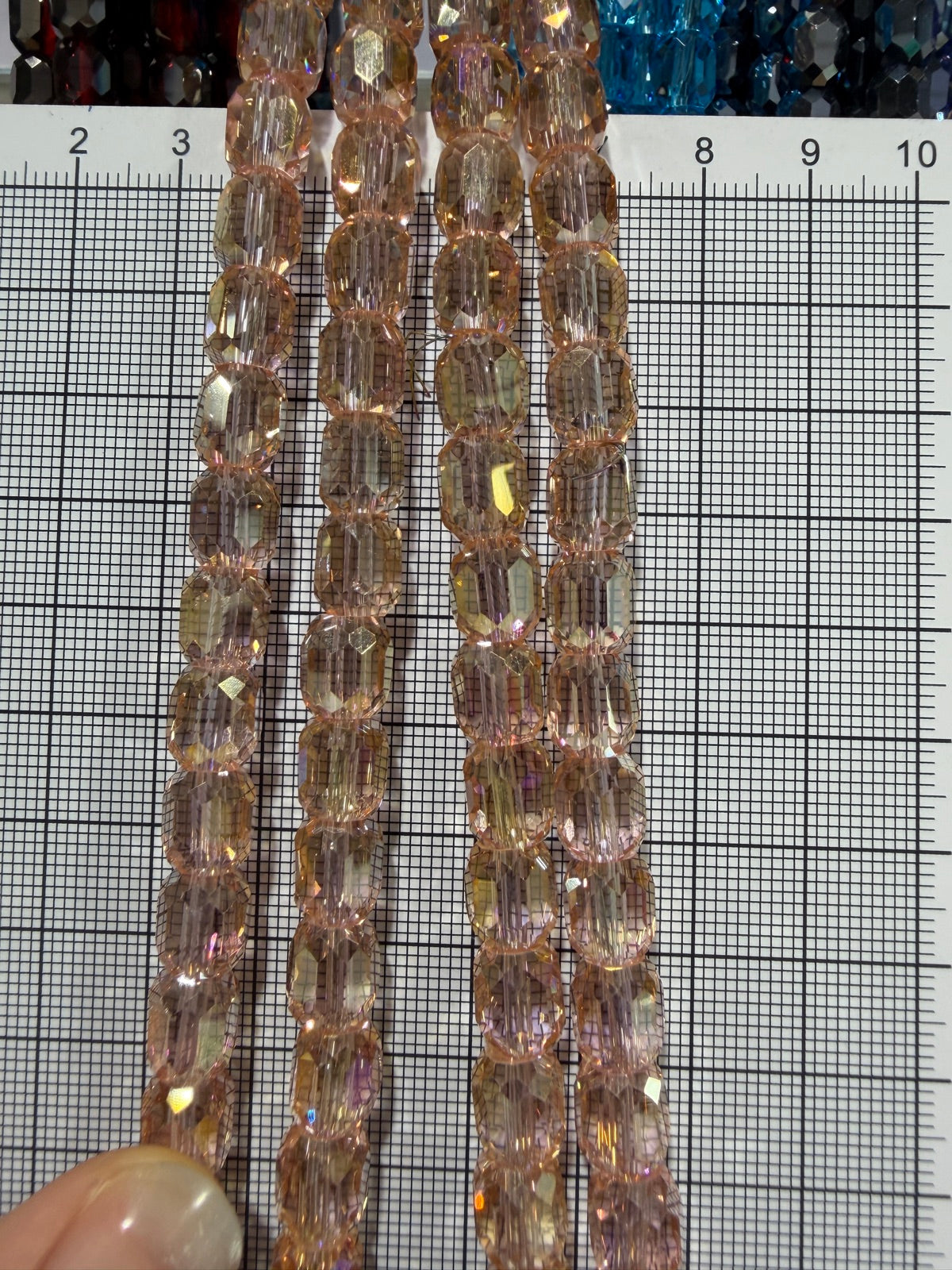 8mm High Quality Faceted Barrel Glass Beads Strand - Approx. 80 pcs - Blush Pink Style B