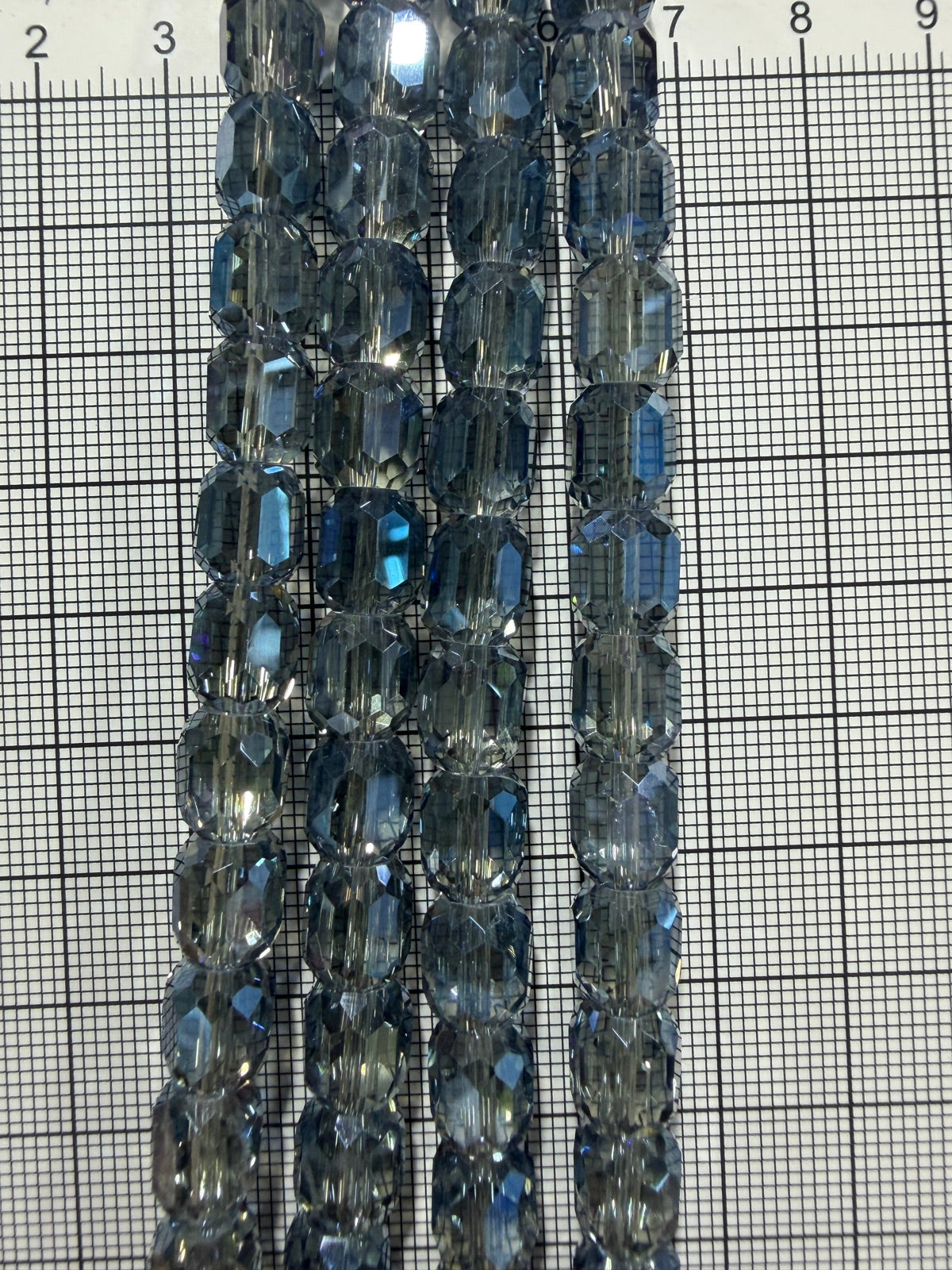 8mm High Quality Faceted Barrel Glass Beads Strand - Approx. 80 pcs - Smoky Blue Grey