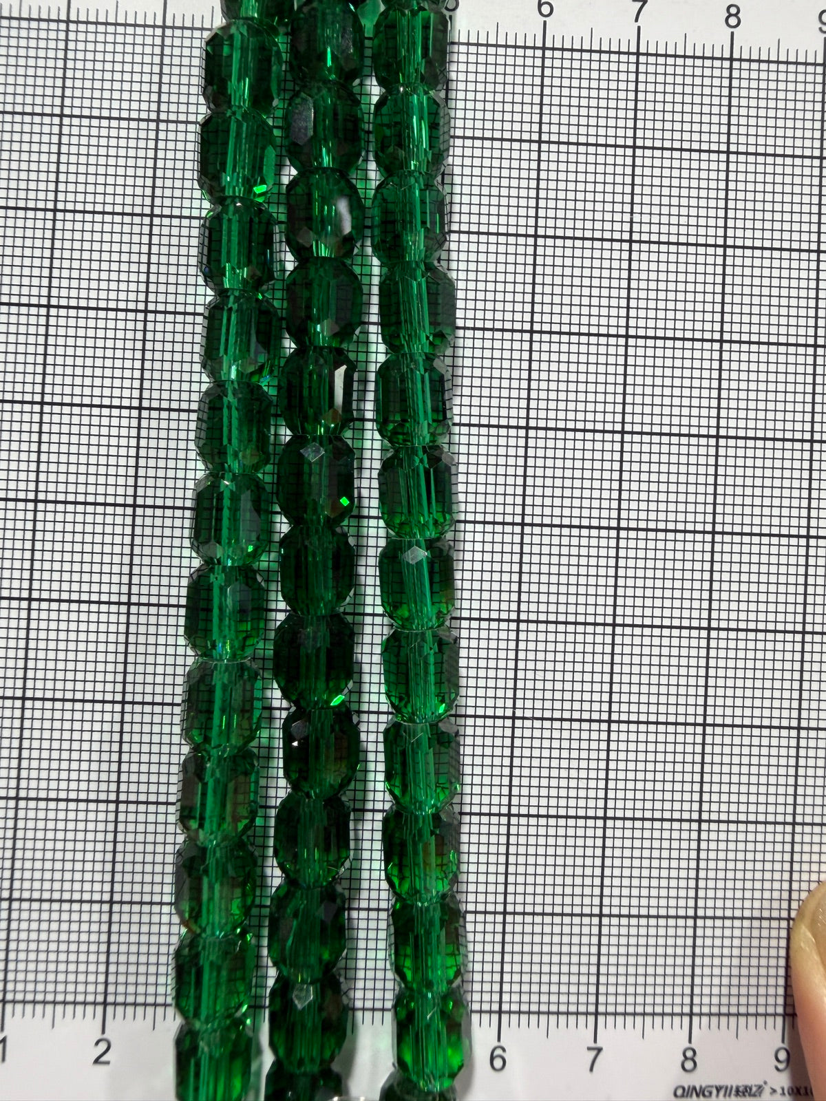 8mm High Quality Faceted Barrel Glass Beads Strand - Approx. 80 pcs - Emerald Green Style B