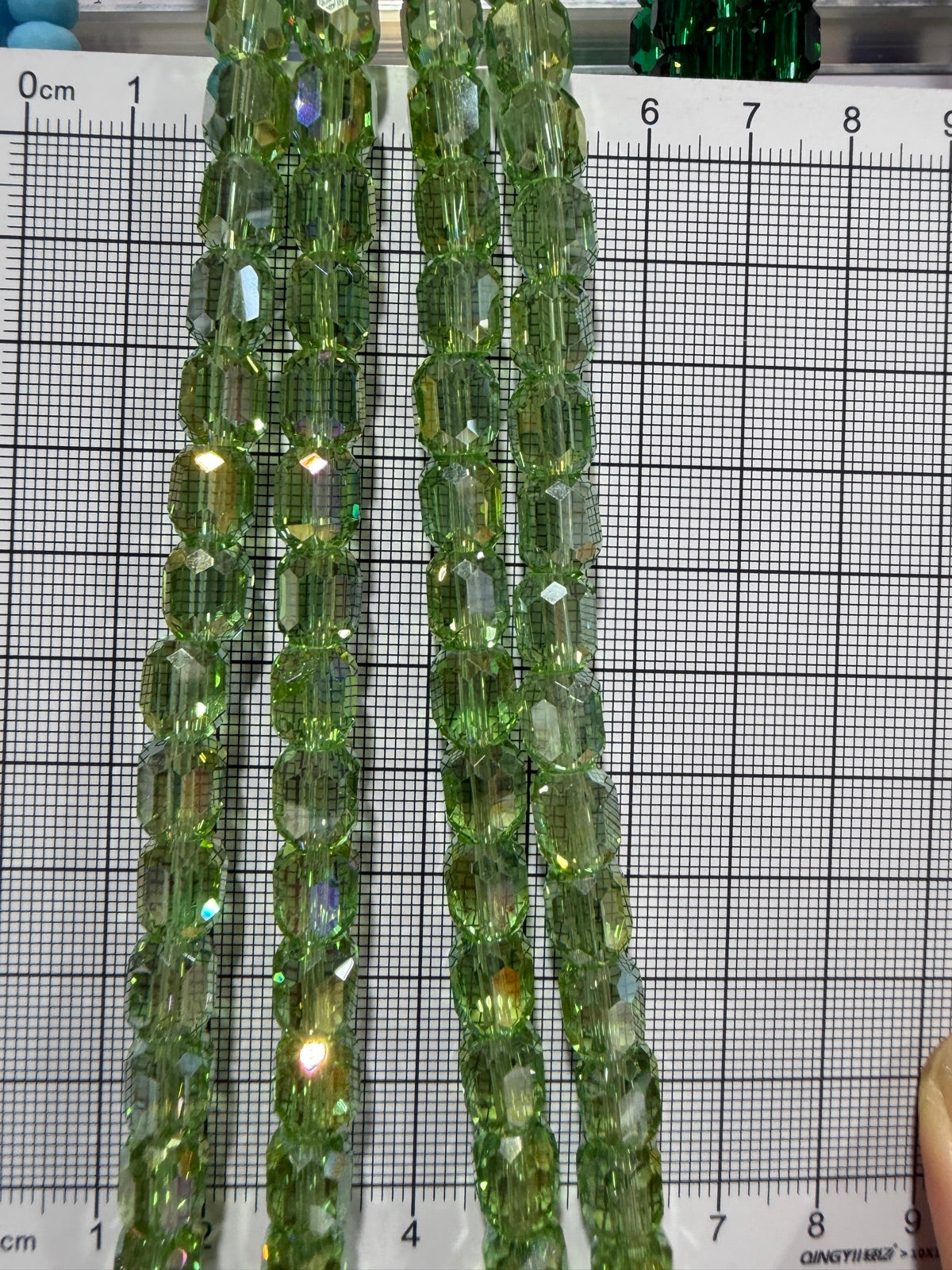 8mm High Quality Faceted Barrel Glass Beads Strand - Approx. 80 pcs - Lime Green AB Style A